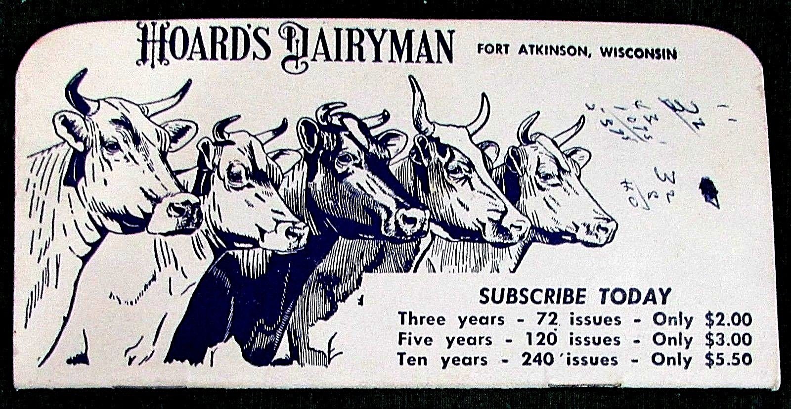 Old 1963-65 Hoards Dairyman Ft Atkinson WI Cows Vintage Pocket Notebook FREE S/H