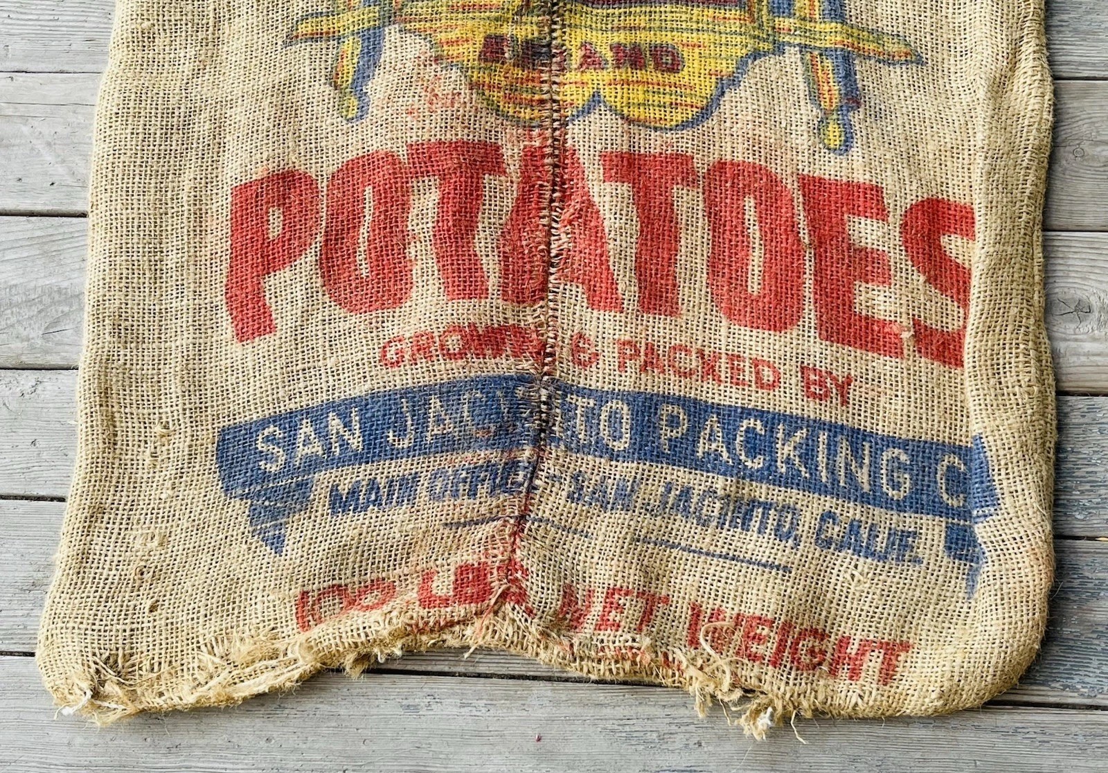 LADY LIBERTY BRAND POTATOES BURLAP BAG U.S. NO. 1 RUSTIC 100 LBS SAN JACINTO, CA