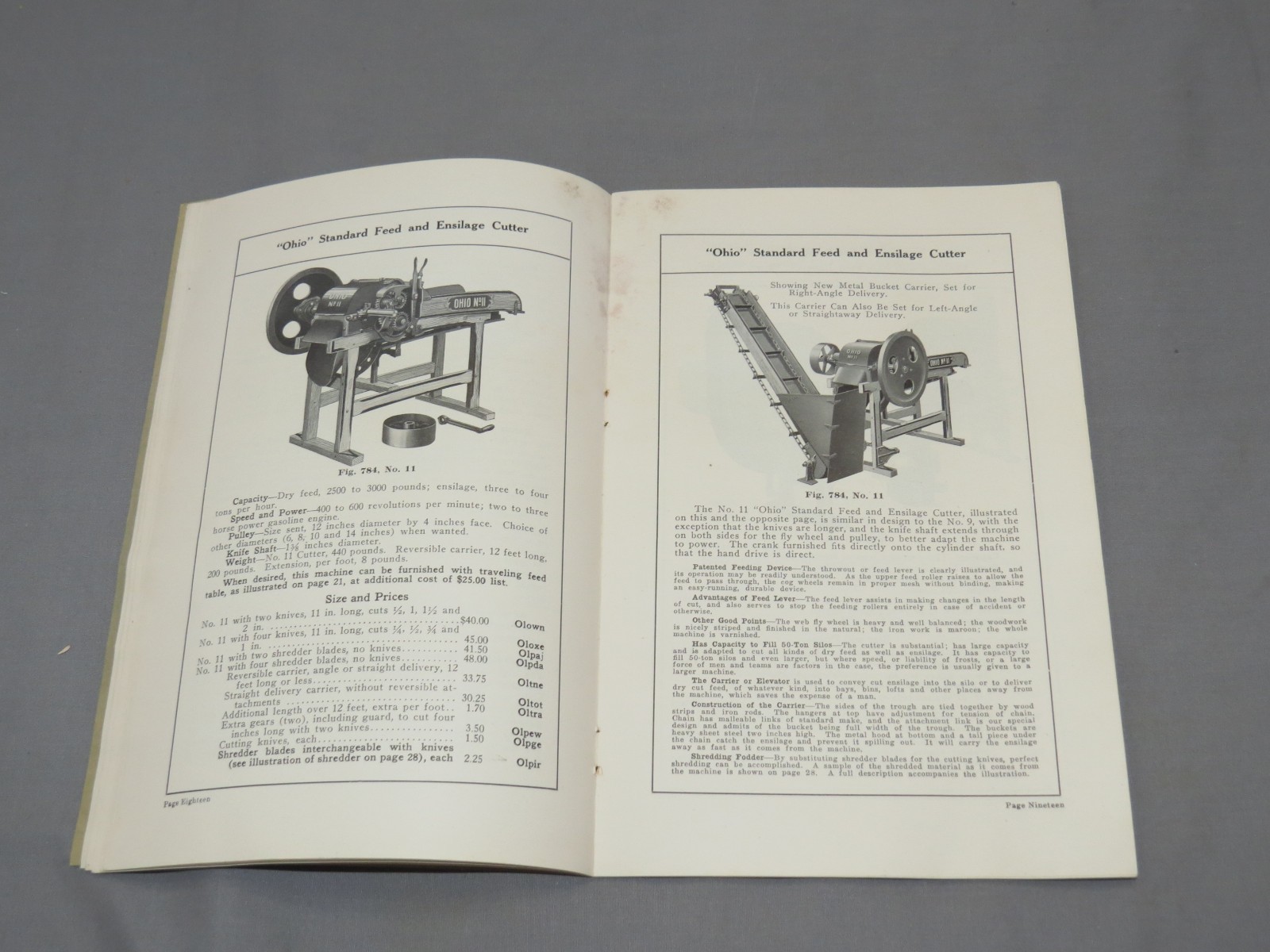 Vintage 1912 Ohio Silage Cutters Silver Manufacturing Sales Catalog Brochure