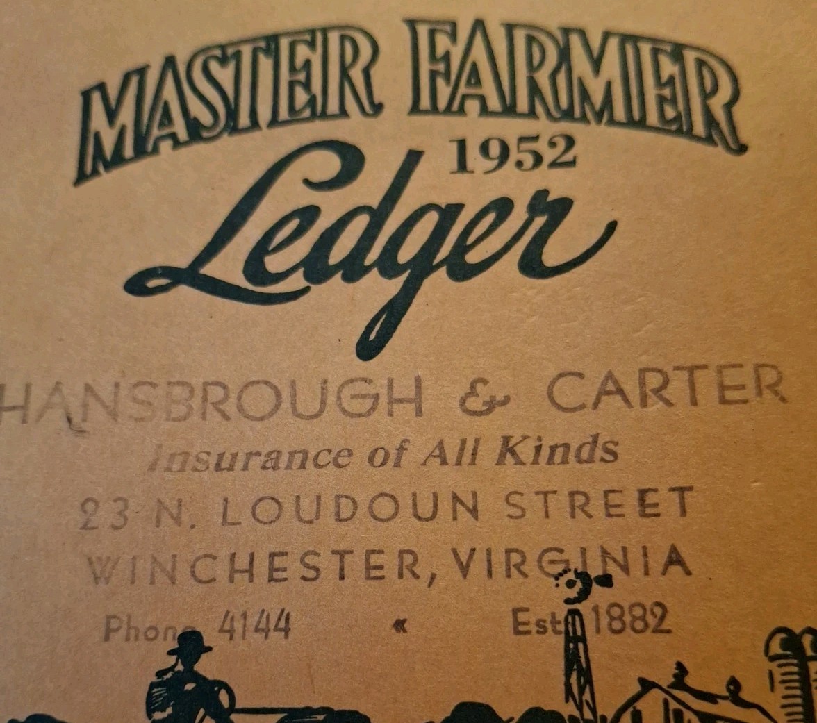 Vintage 1952 Master Farmer Ledger Rain & Hail Insurance Bureau Farm Record Book