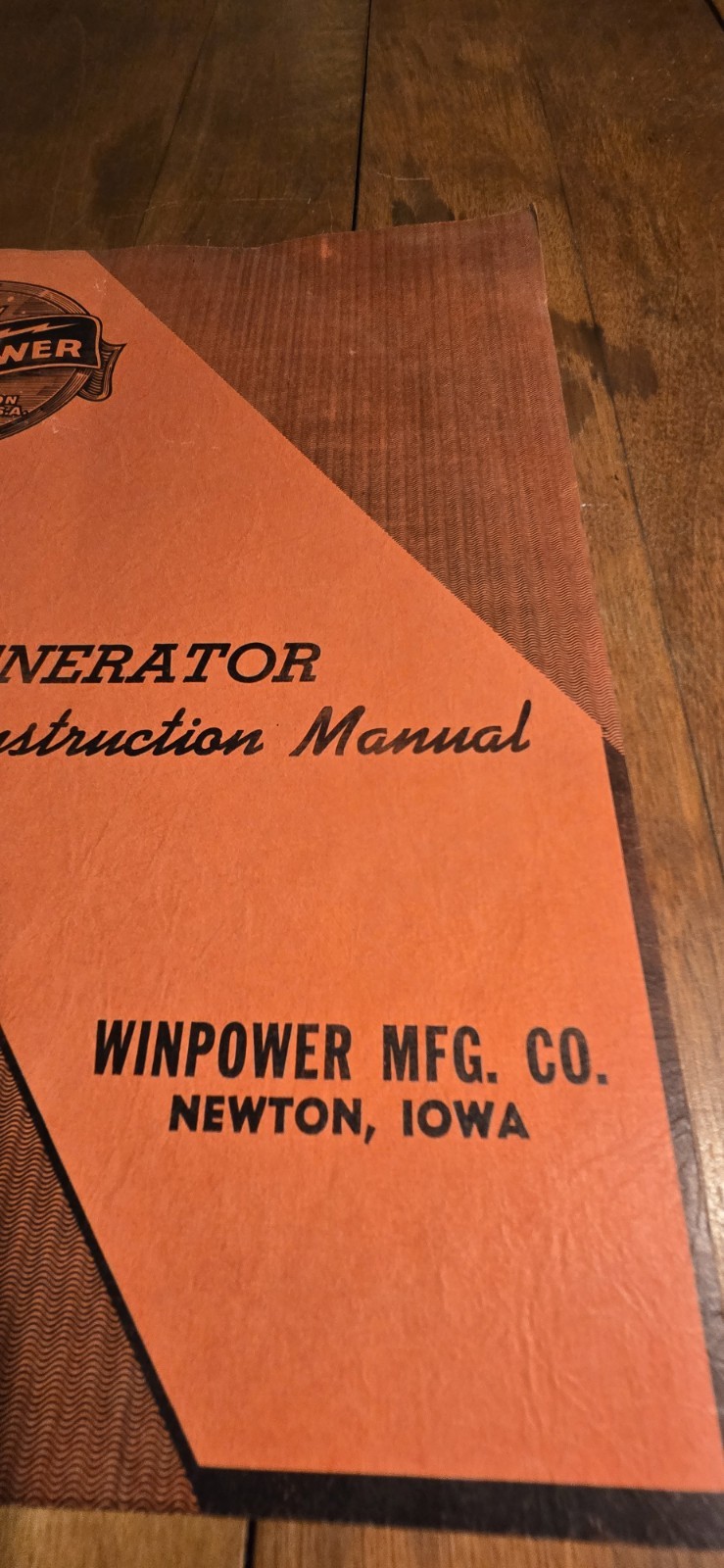 Antique Winpower Mfg. Co. Generator Instruction Manual Newton Iowa