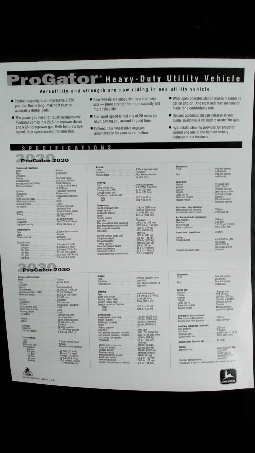 John Deere ProGator Brochure 2020 Utility Vehicle Agriculture