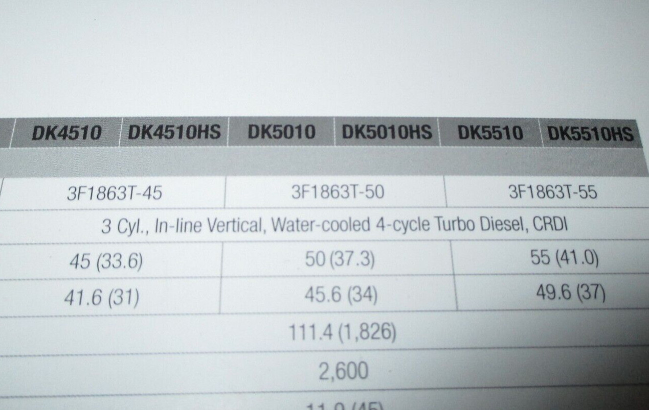 *Kioti DK Series Tractor Sales Brochure Model DK4510 DK5010 DK5510 S/HS OEM 3/15