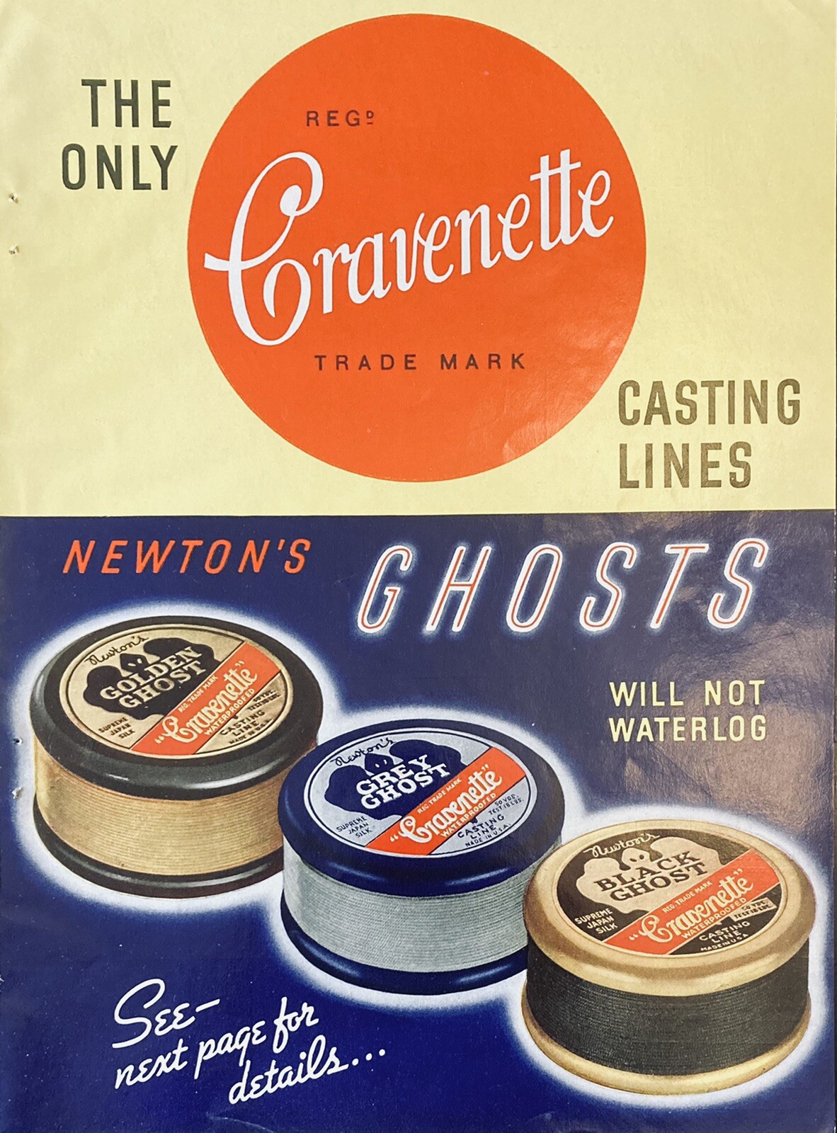 1939 AD(XH3)~NEWTON LINE CO. HOMER, NY. NEWTON’S GHOSTS CASTING LINES CRAVENETT