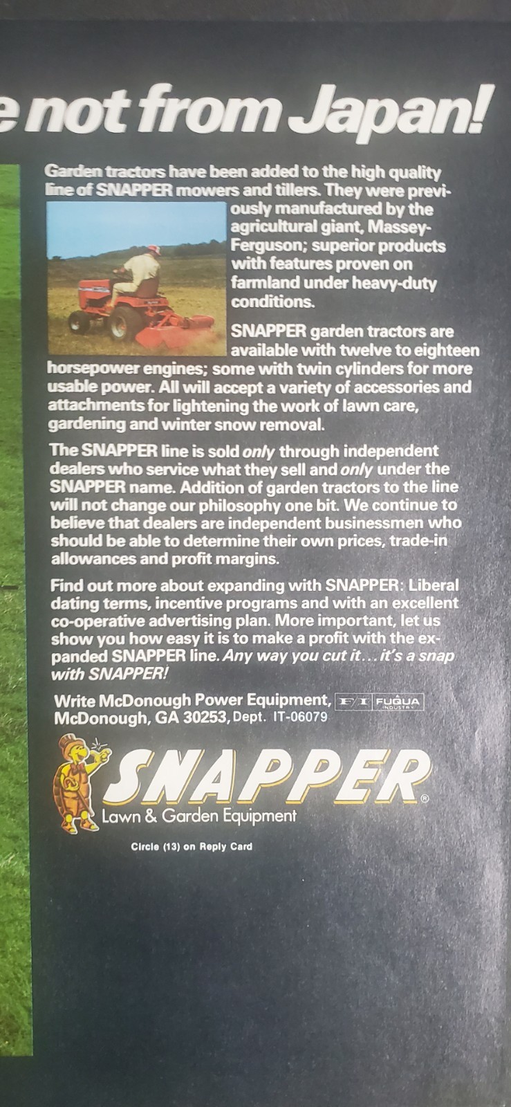 Snapper Lawn Mower 2 Page 1979 Advertisement