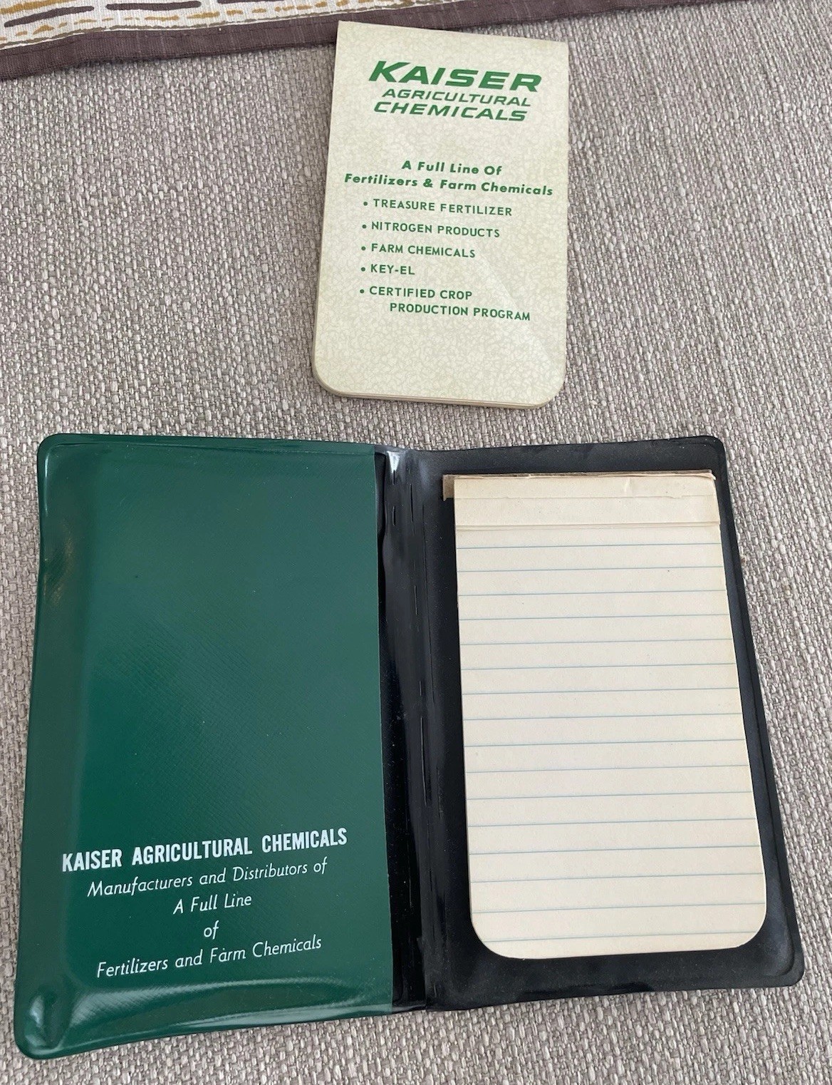 Vintage Kaiser Chemicals Fertilizers Farm Agriculture Notepad Pen Holder Pocket