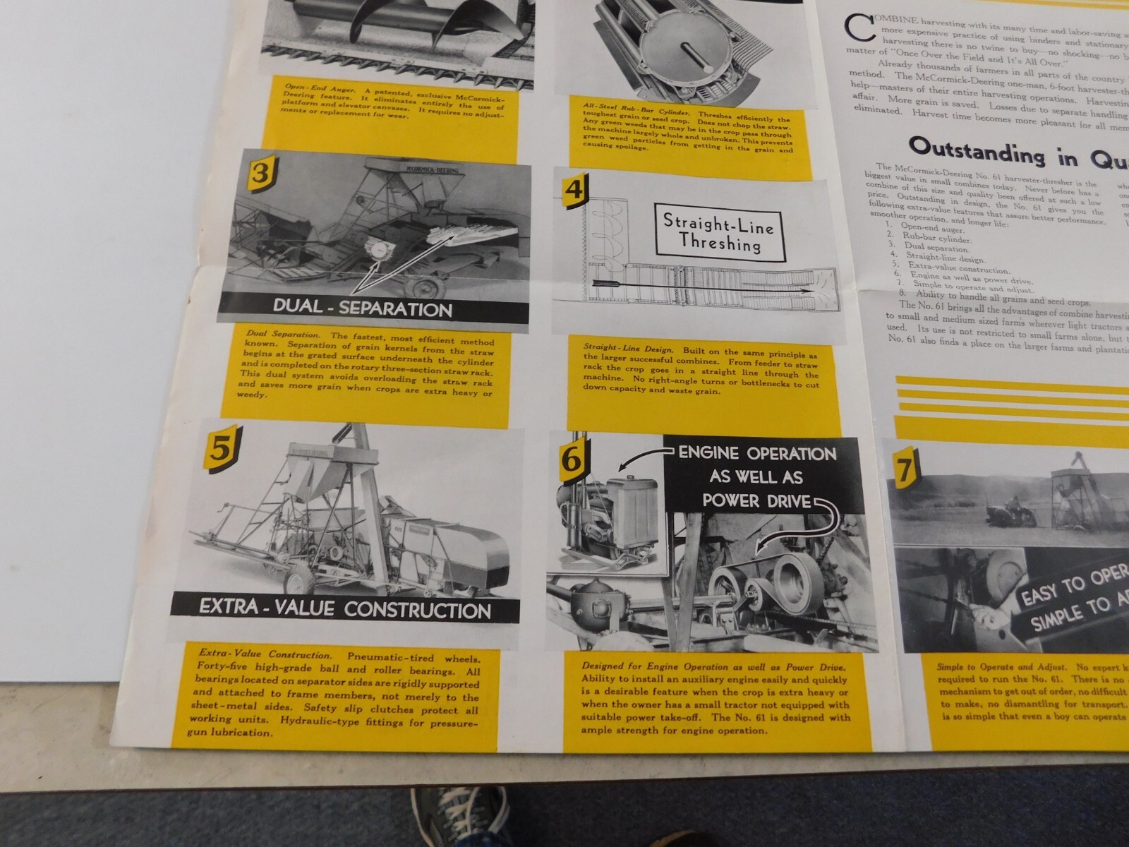 McCORMICK DEERING NO. 61 COMBINE THRESHER SALES BROCHURE FOLDOUT GERING NEBRASKA