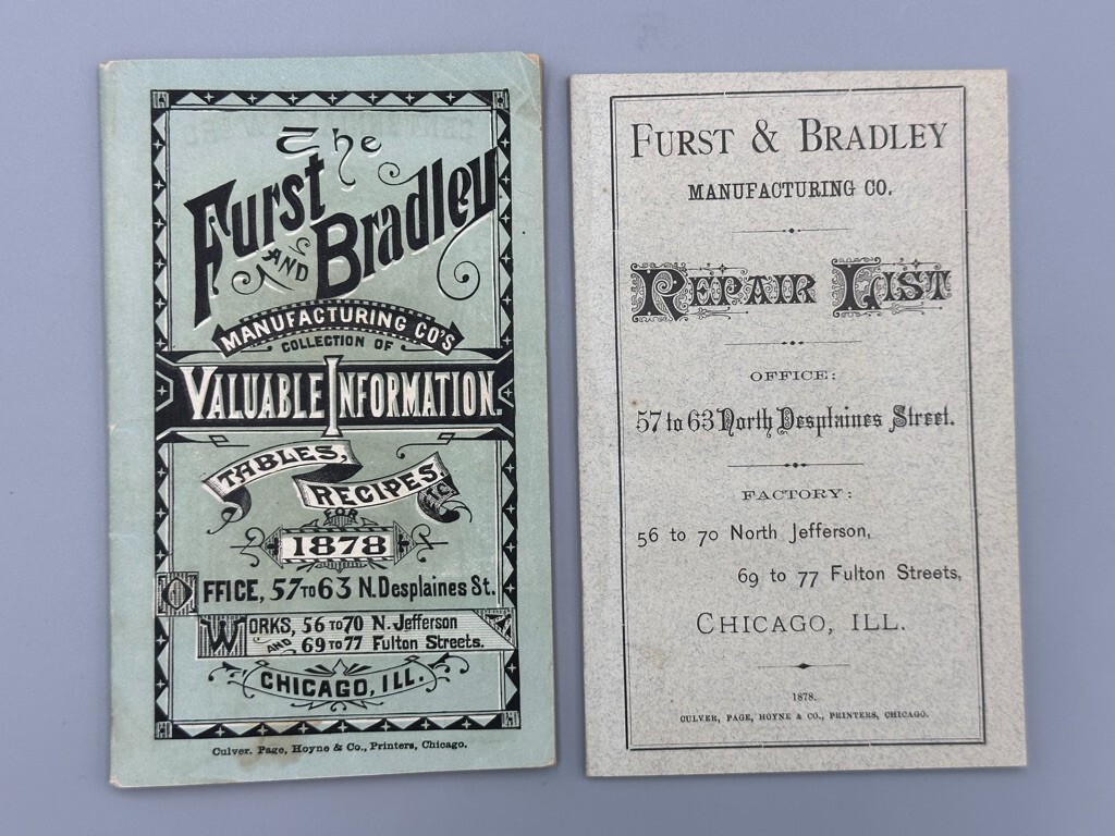 1878 FURST & BRADLEY PLOWS Pocket Catalog Repair List FARM Antique Advertising