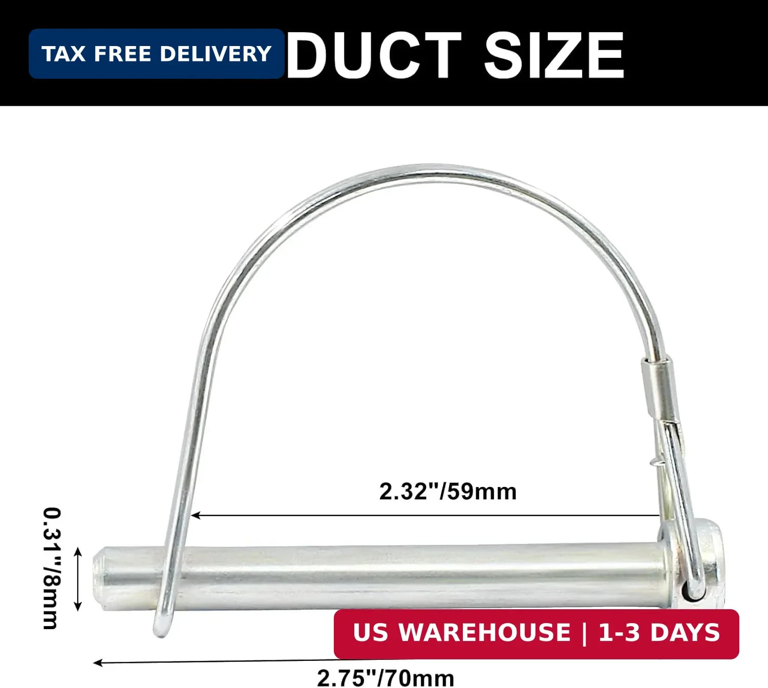 Murtenze Trailer Coupler Pin 5/16 inch x 2.75 inch, Zinc Plated Wire Lock Pin Ro