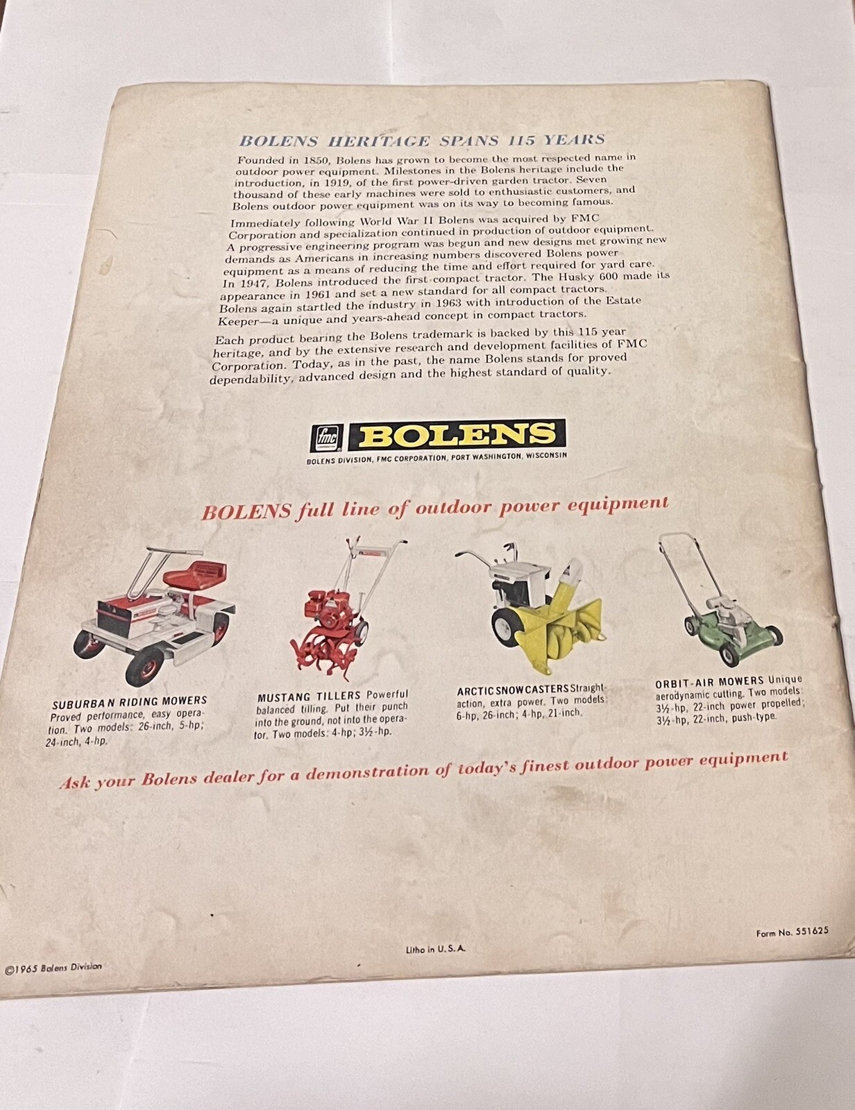 BOLENS 1965 Outdoor Power Equipment 23 pg Color Brochure