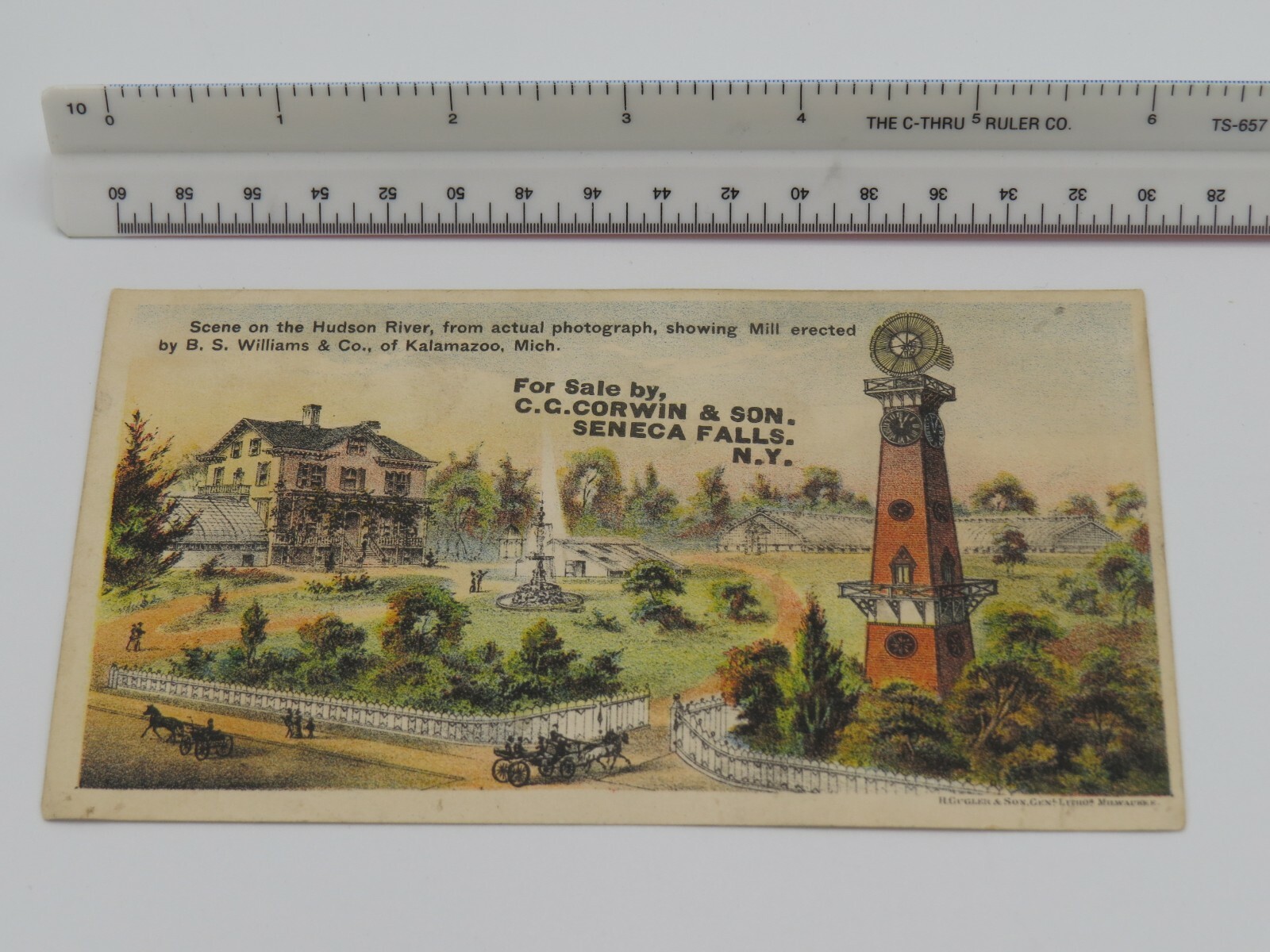 Vintage B.S. WIlliams WINDMILL Kalamazoo, MI 1880&rsquo;s TRADE CARD Seneca Falls, NY