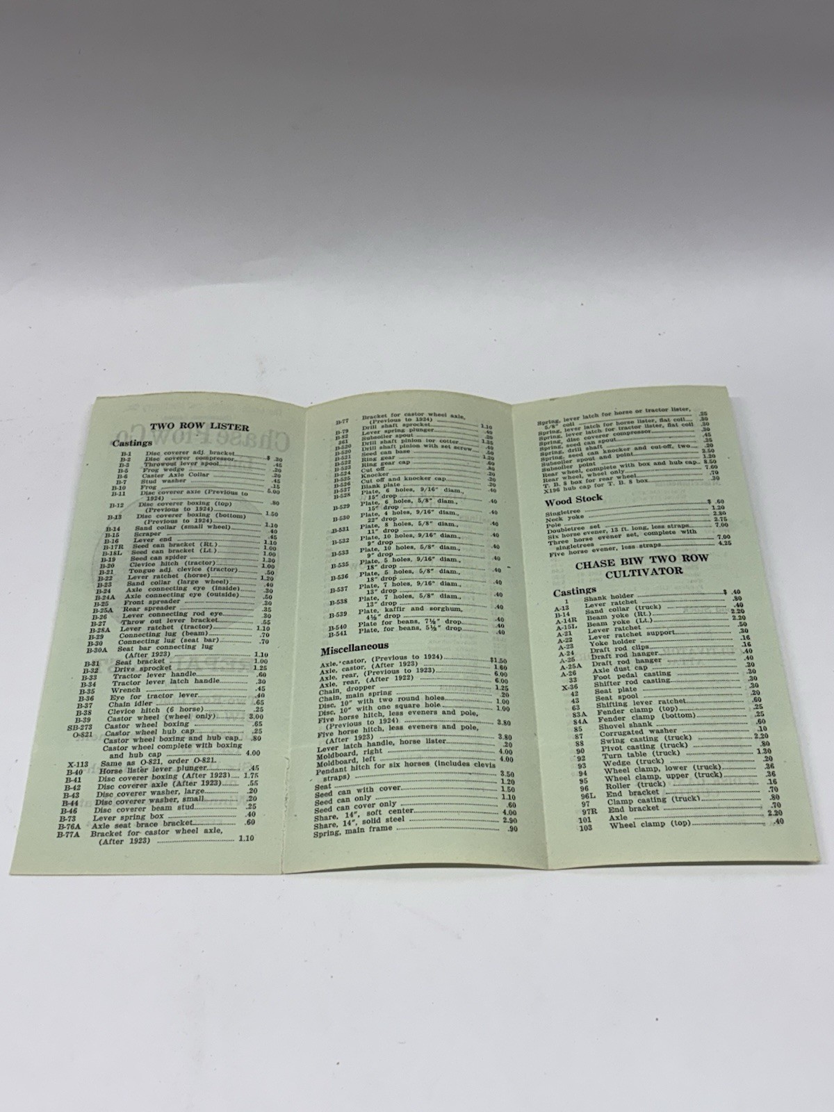 RARE 1920&rsquo;s Chase Plow Co. Lincoln Nebraska NE Repair Brochures