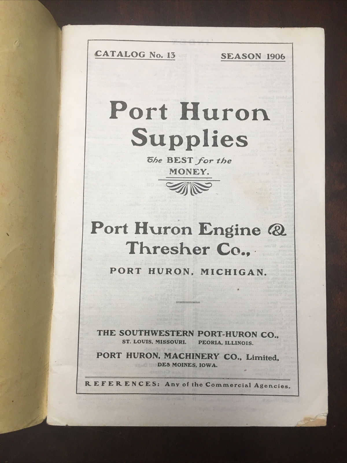 Port Huron Engine & Thresher Co. Catalog No 13 Port Huron Supplies 1906
