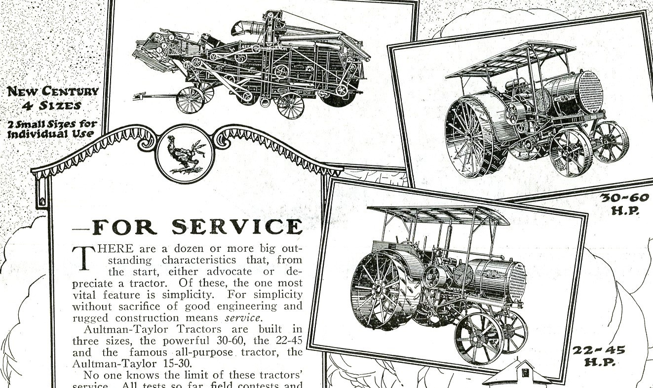 1919 Original Aultman-Taylor Tractor & Farm Power Machinery Ad. Mansfield, Ohio