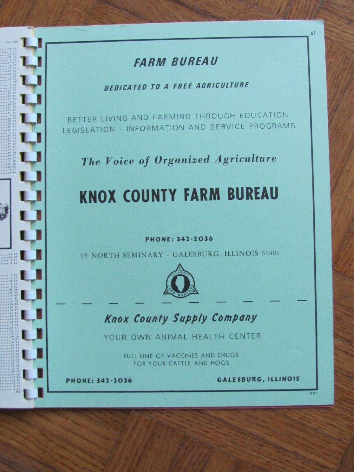 1973 KNOX COUNTY ILLINOIS FARM PLAT BOOK DIRECTORY & SOIL MAP FARM BUREAU