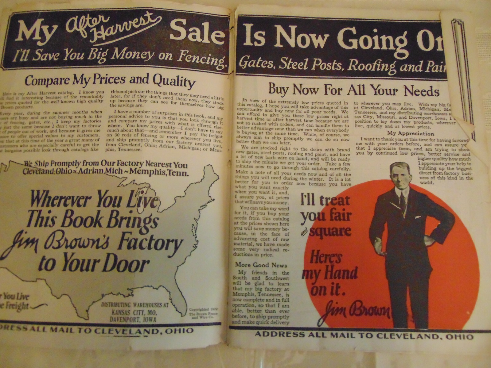 Here&rsquo;s Jim Brown Catalog- 1922 Summer & Fall- Fencing/Gates/Roofing/Paint