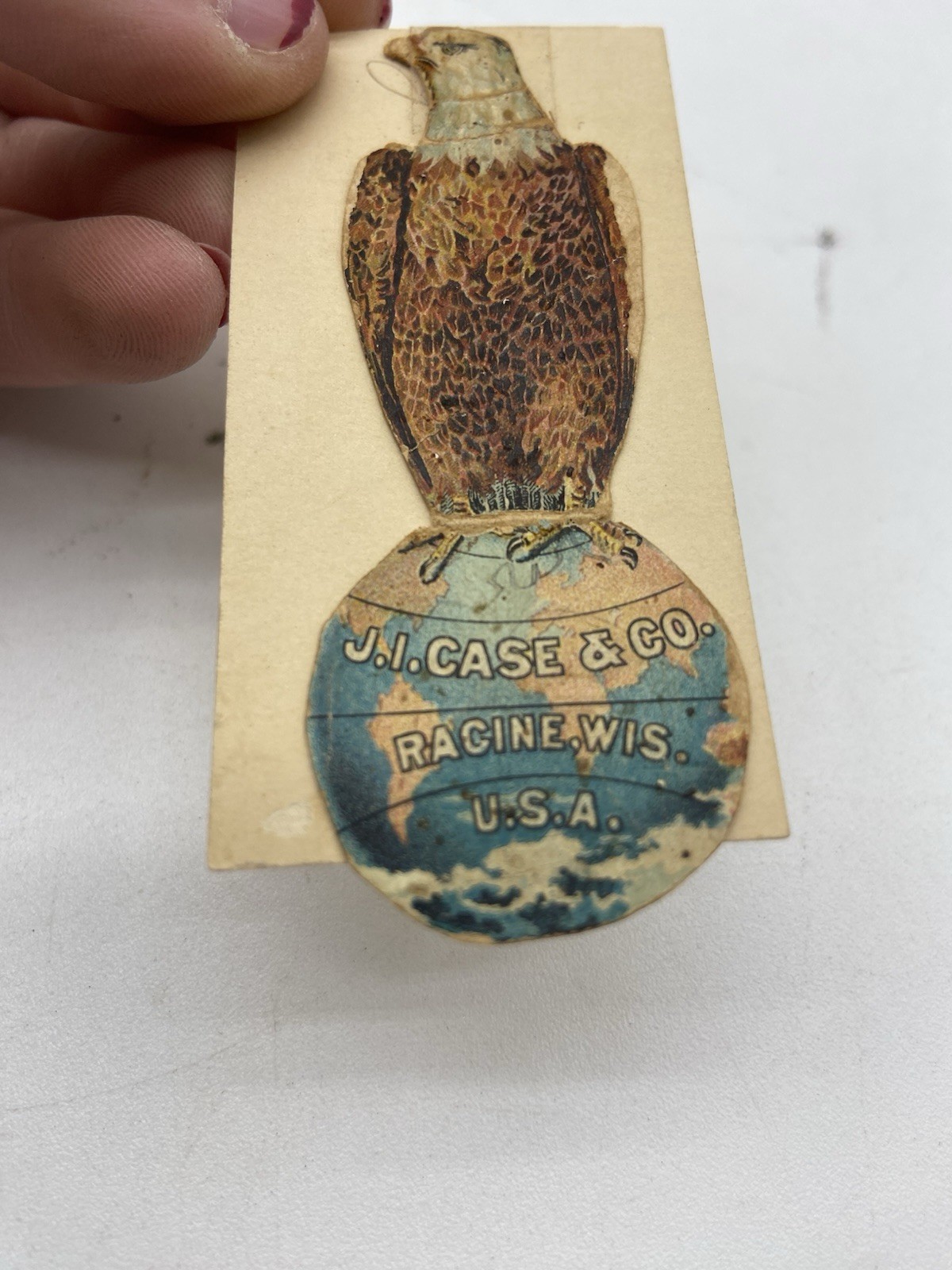 antique ji case advertising eagle die cut trade card farm equipment