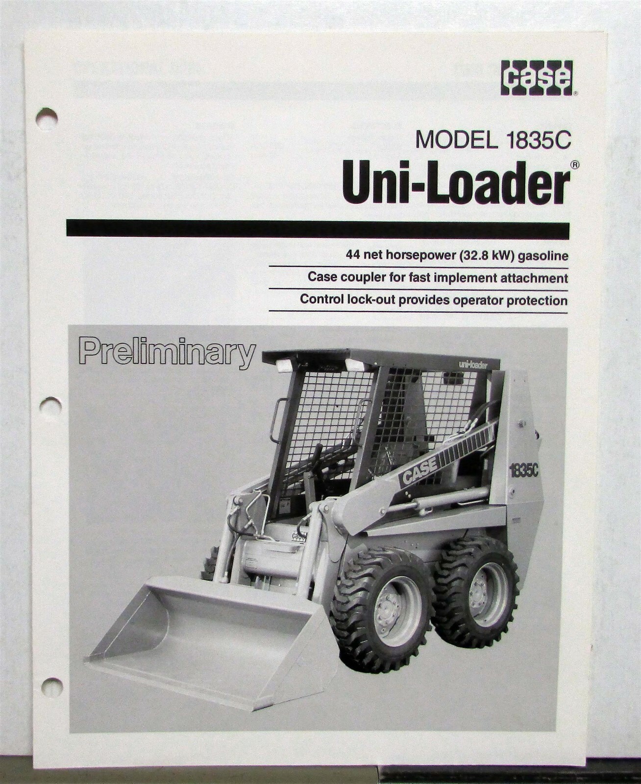 1989 Case 1835C Uni-Loader Construction Specifications Sales Folder