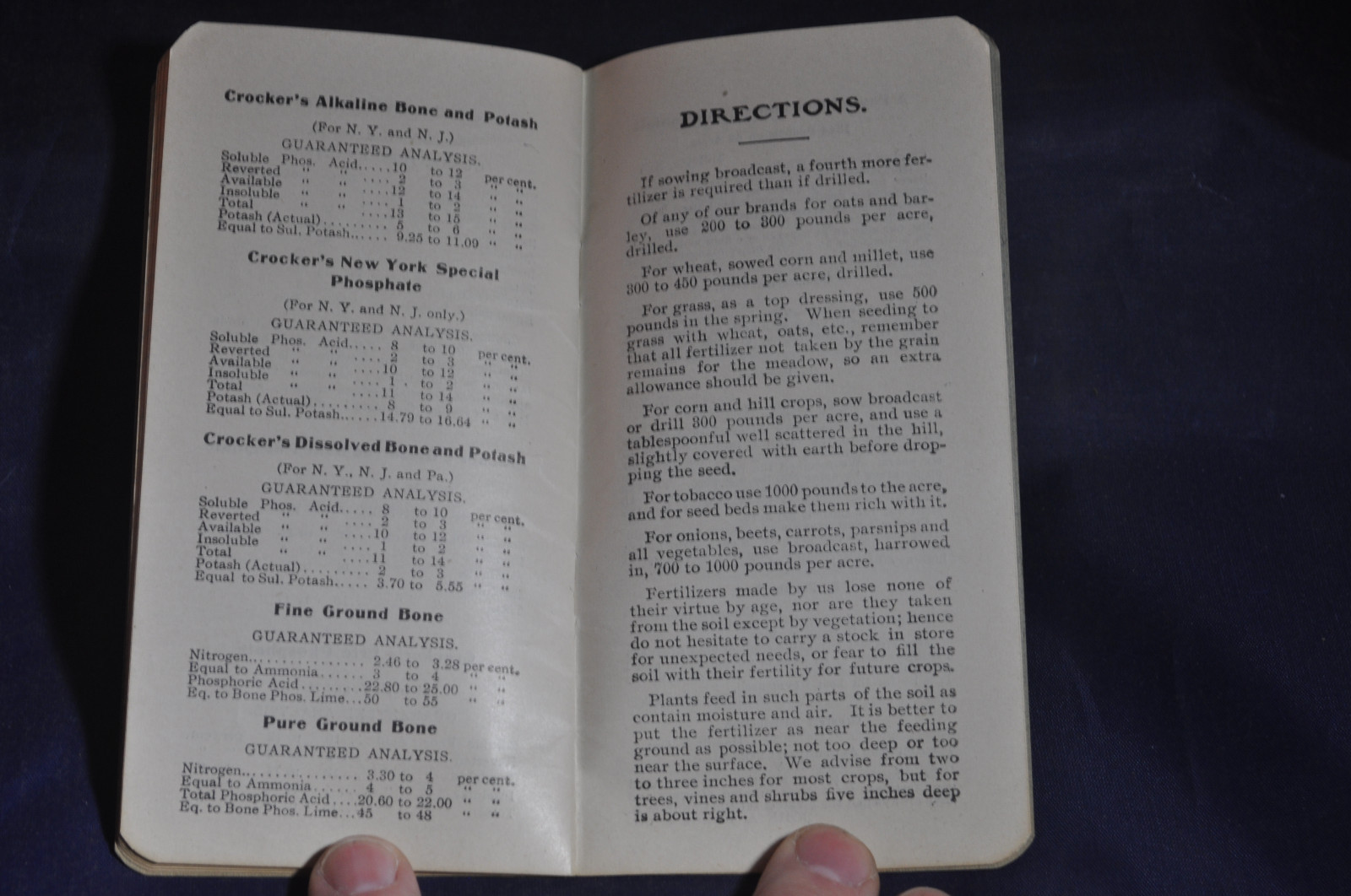 1907 Crockers Brands Honest Fertilizers Notebook, Keeseville NY