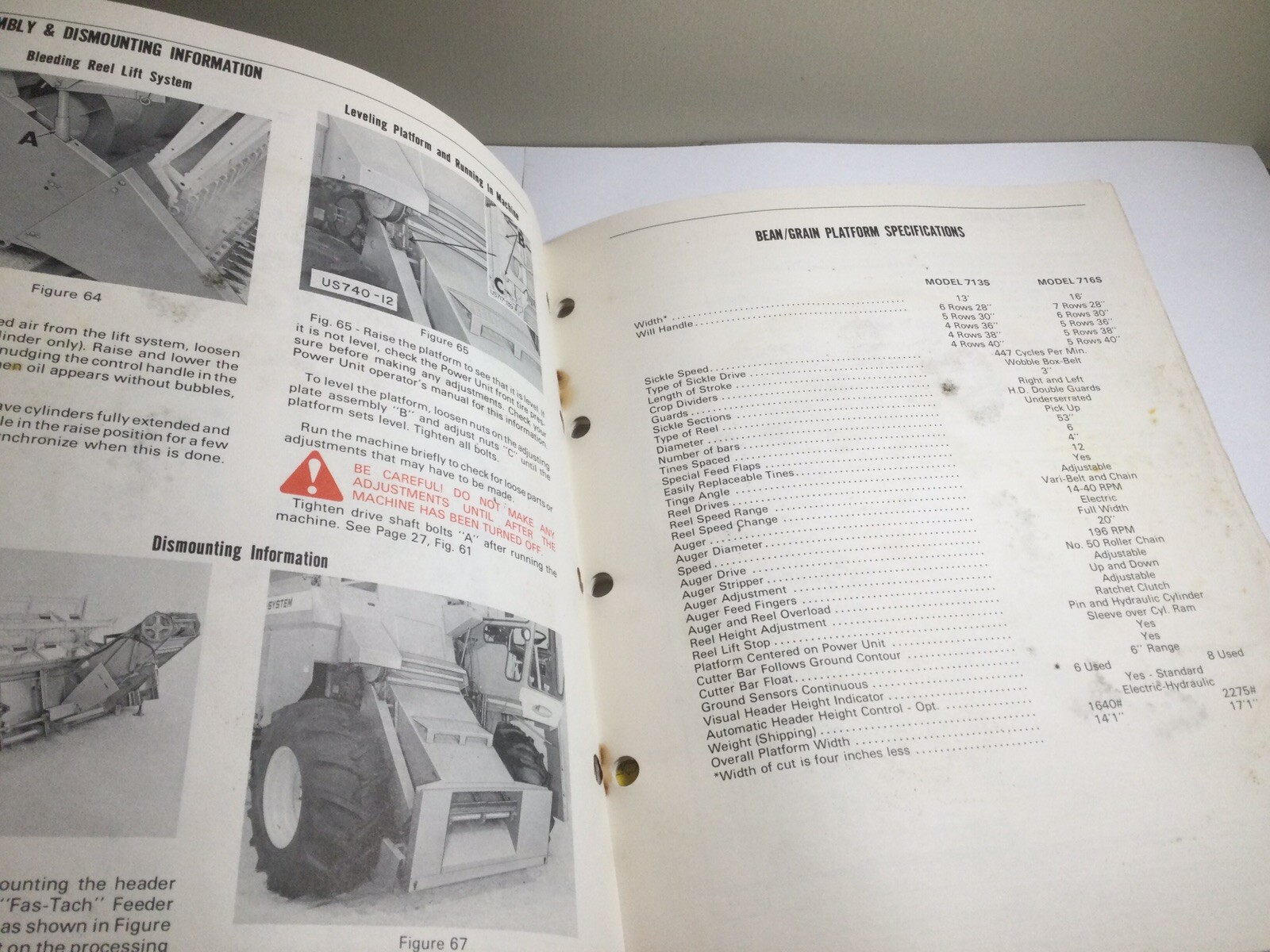 1954 AVCO NEW IDEA FARM EQUIPMENT OPERATOR’S MANUAL BEAN/GRAIN PLATFORM 713S 716