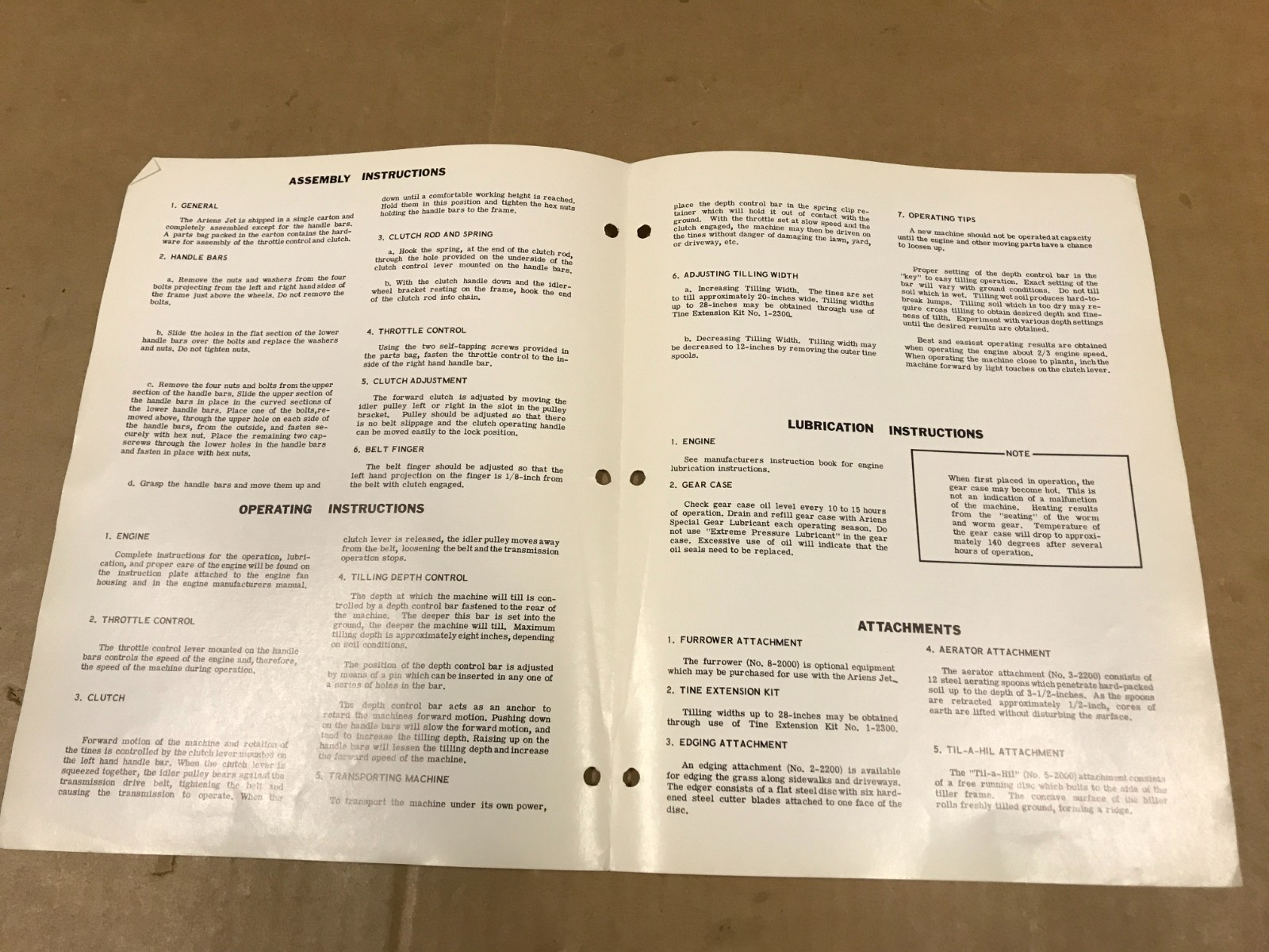Vintage Ariens Jet – Operating Instructions & Parts List Manual