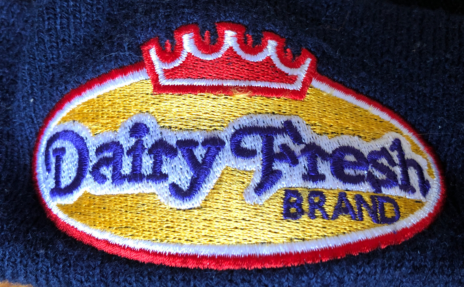 Dairy Fresh brand knit cap hat with Embroidered Patch OSFA Vintage Collectible