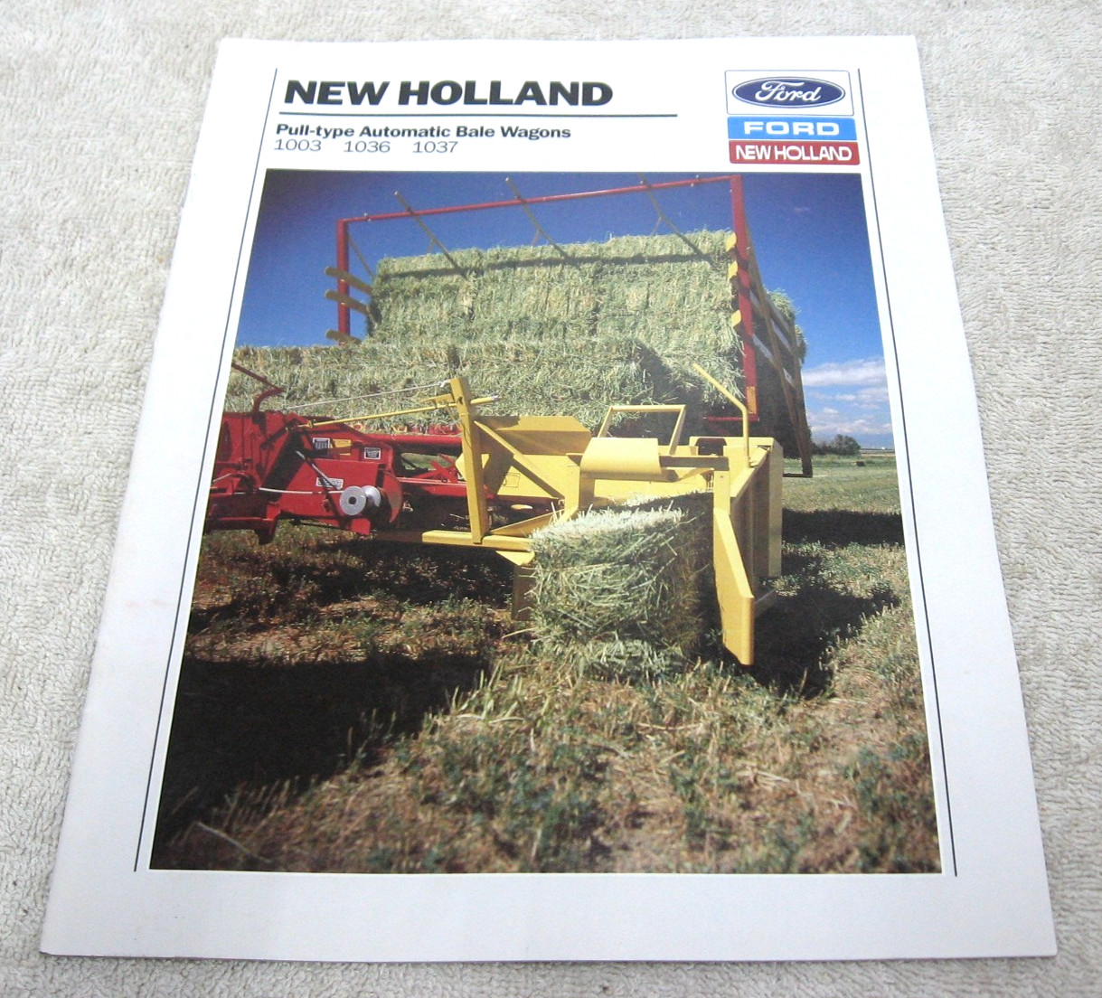 1988 FORD NEW HOLLAND TRACTOR PULL TYPE BALE WAGON BROCHURE 1003 1036 1037