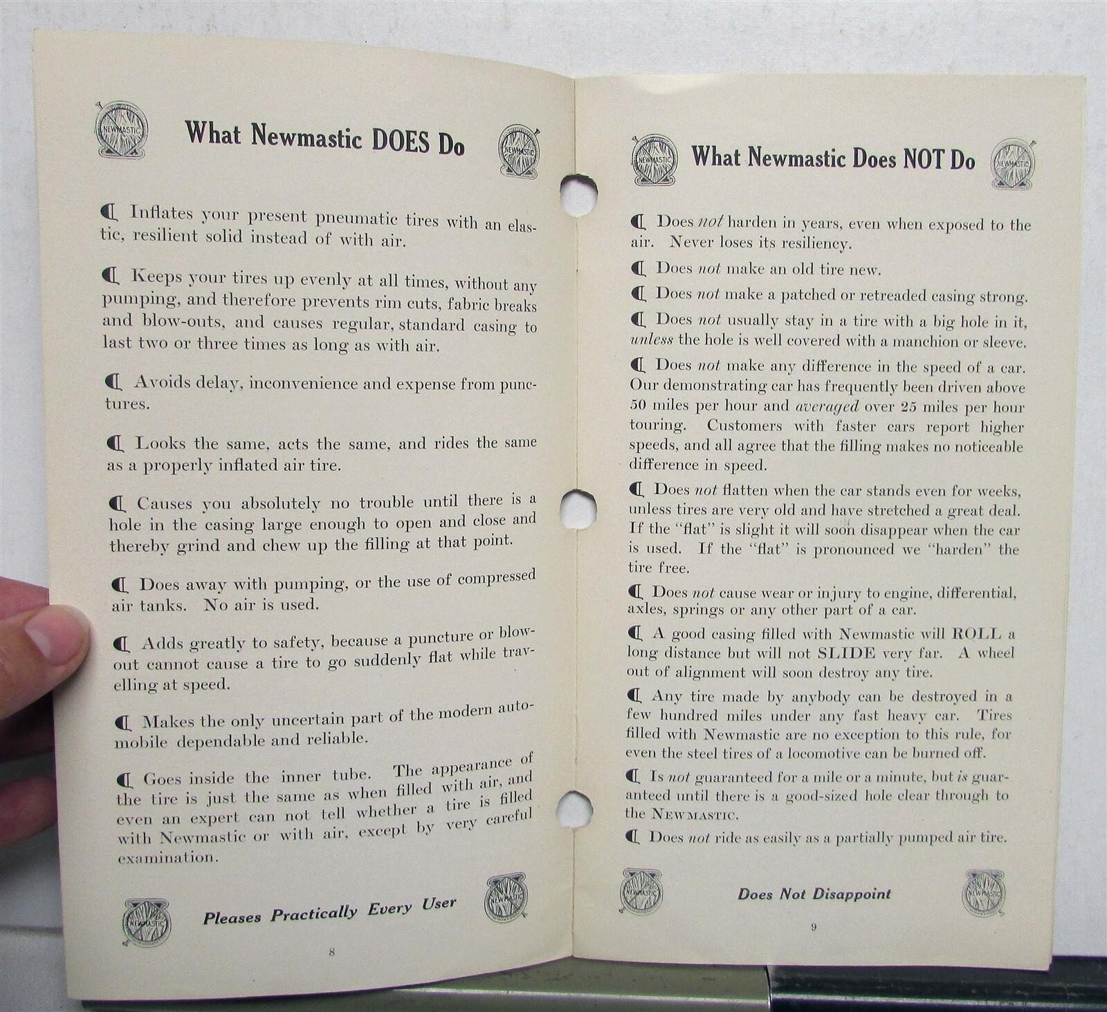 1916 Newmastic Pioneer Tire Trouble Ended Pricing Sizing Features Sales Brochure