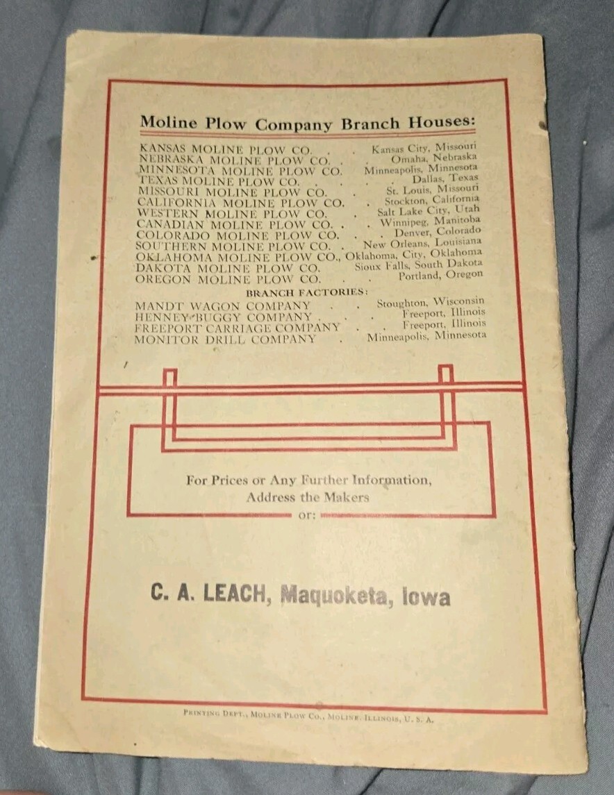 Flying Dutchman Song Book Moline Plow Co Moline, IL C A Leech MAQUOKETA Iowa Ia