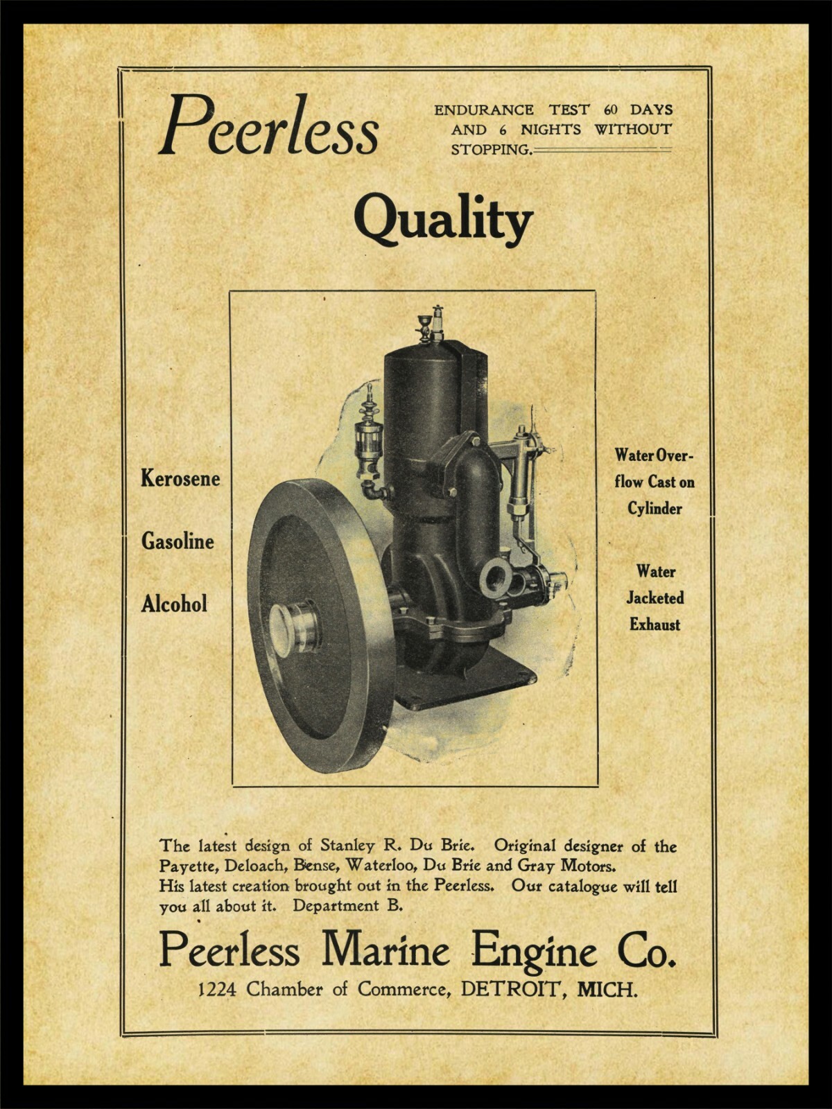1907 Peerless Marine Engines NEW Metal Sign: Peerless Quality! – Detroit, MI