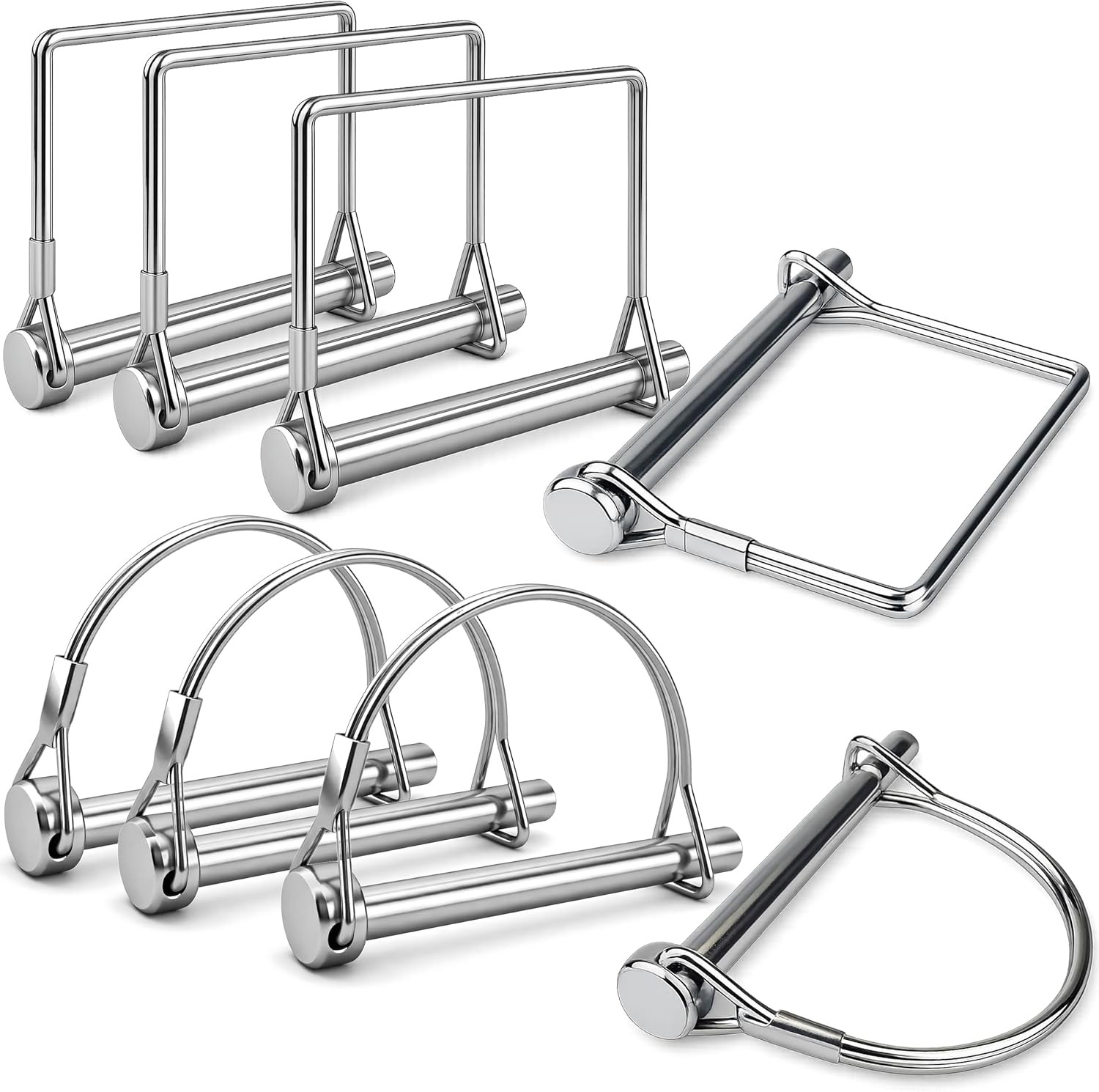 8-Pack Trailer Hitch Pins, 1/4&Prime; x 2-3/4&Prime; Safety Coupler Pin, Zinc-Plated Carbon