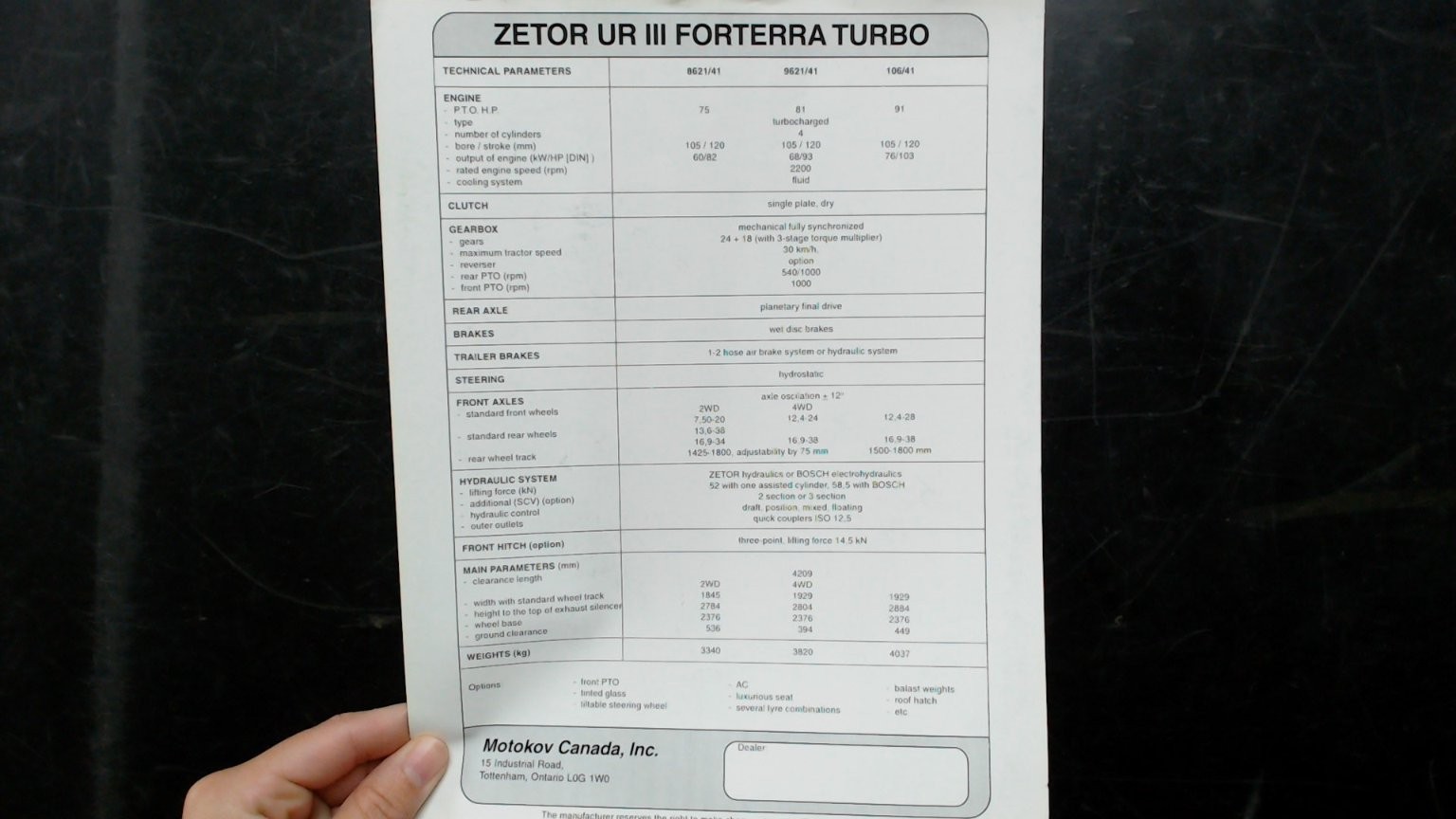 Zetor UR III Forterra Turbo Agricultural Brochure Vintage Tractor Specs