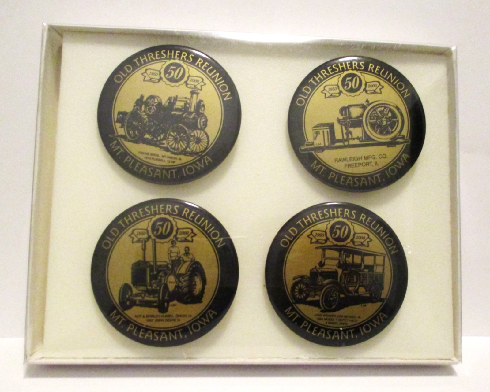 Old Threshesr Reunion Mt Pleasant IA Pinback Buttons 50th Anniversary Set 2001
