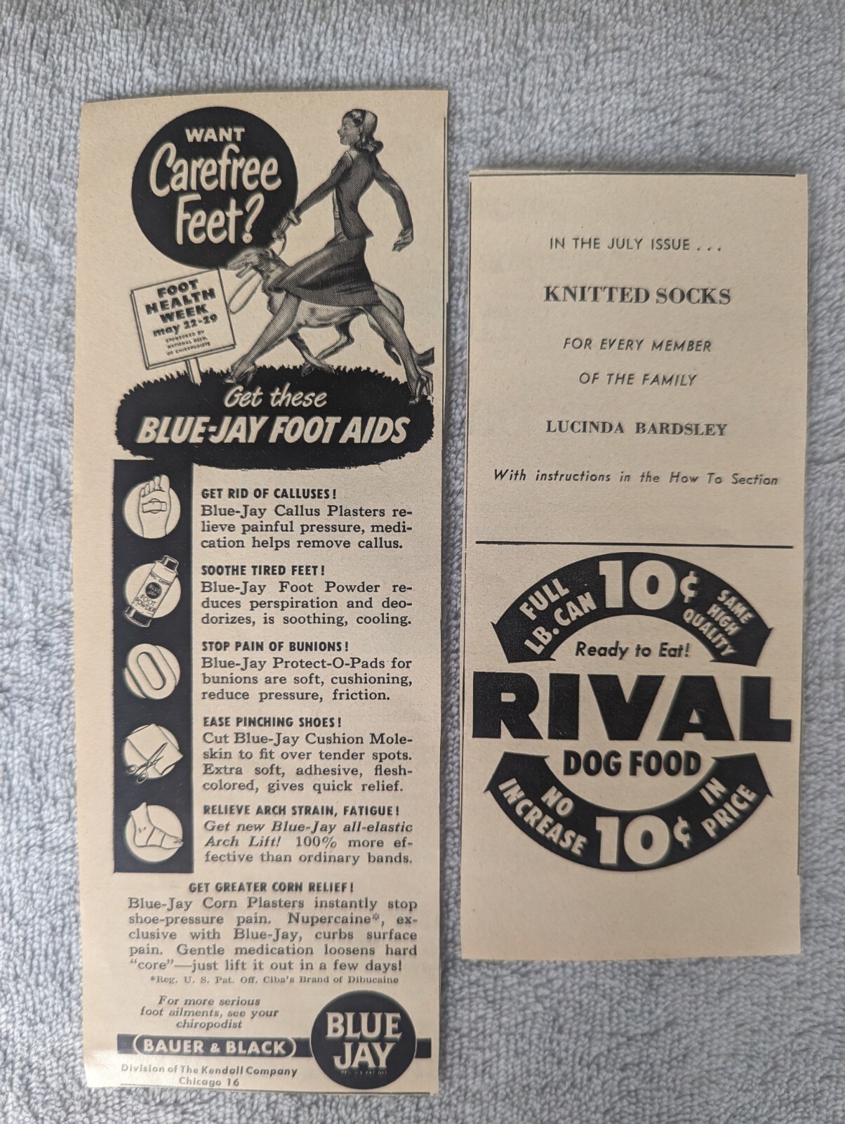 1948 Magazine Ads – Bon Ami – Carnation – Chux – Rival Dog – Shinola – Dennison