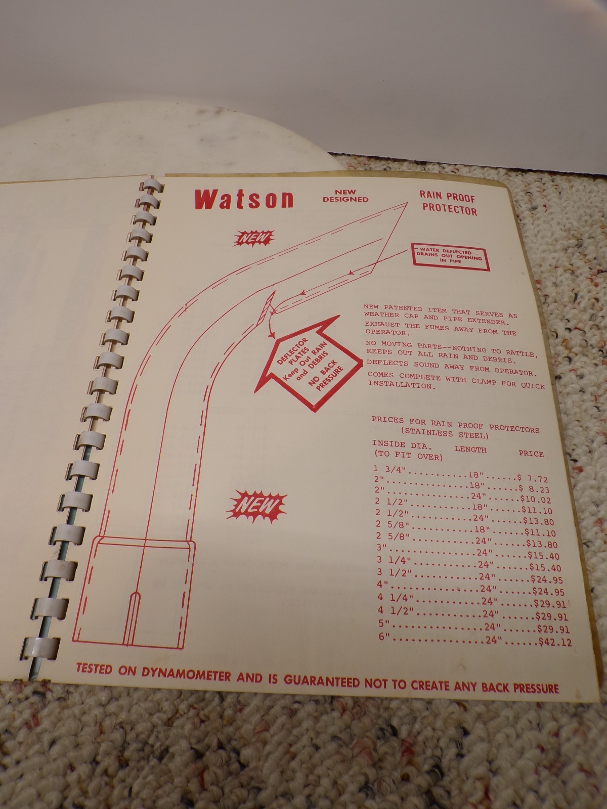1969 Watson 304 Grade Stainless Steel Tractor Mufflers Catalog East Prairie MO