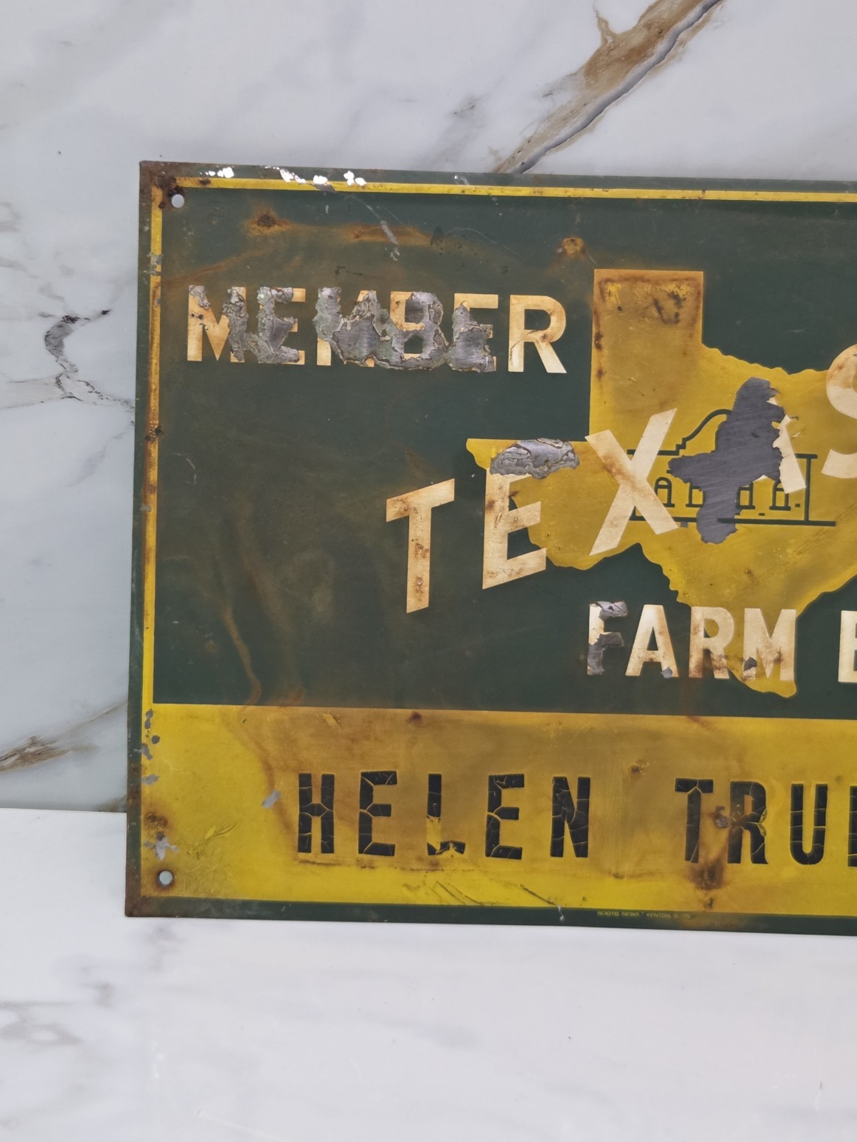 VINTAGE TEXAS FARM BUREAU SIGN Scioto Sign co farm and ranch collectible