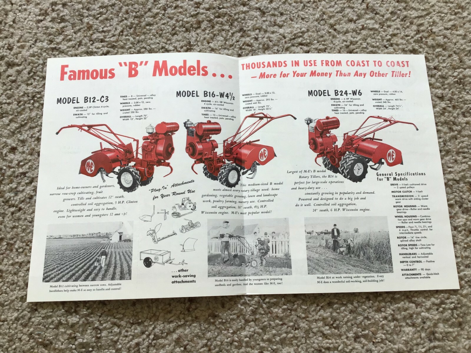 1953 Milwaukee Rotary Tillers, original sales literature.