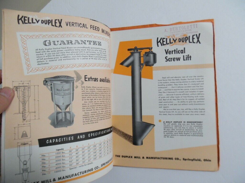 1950s Kelly Duplex Dealer Catalog Binder Hammer Mill Corn Springfield OH Vintage