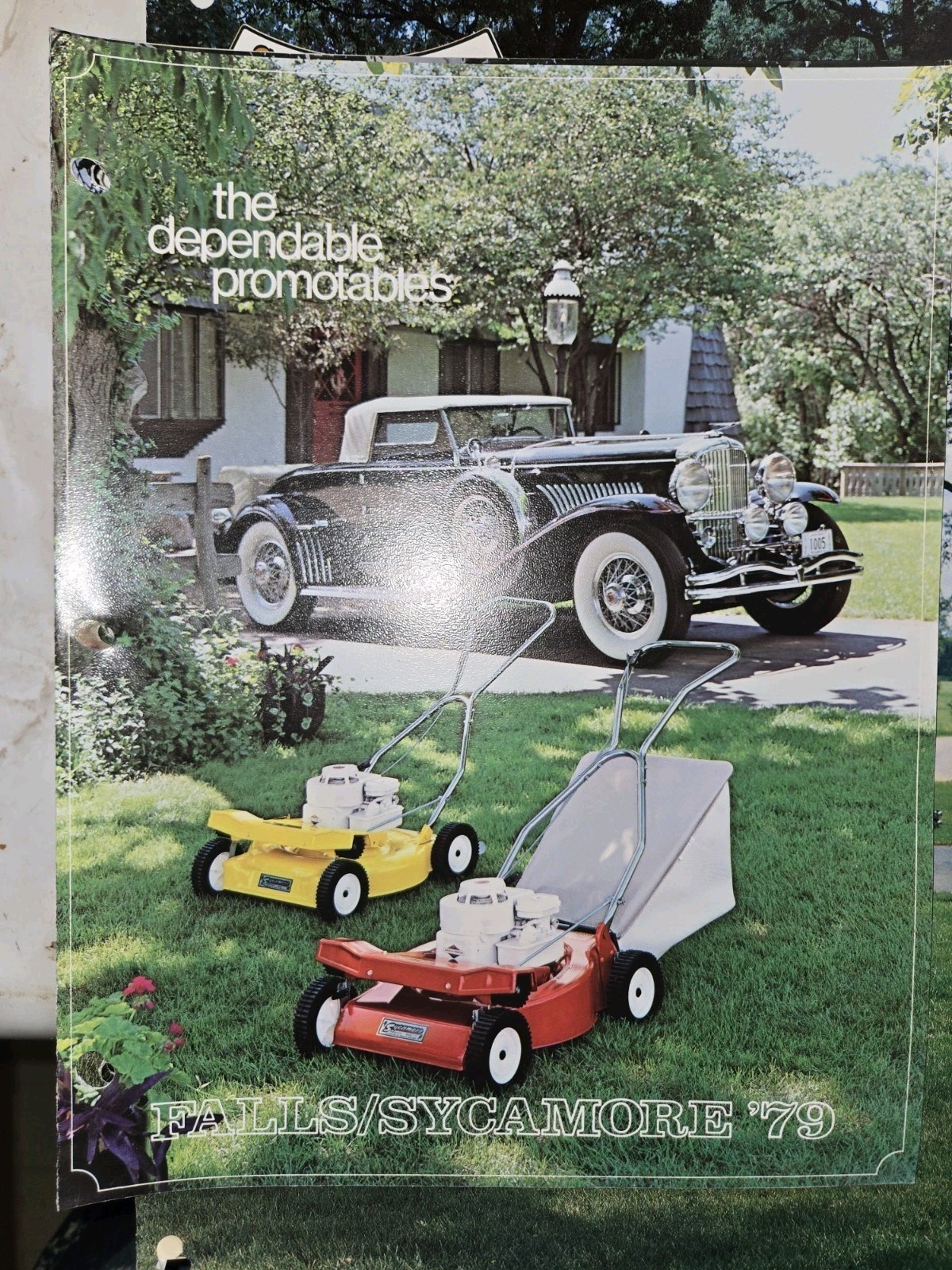 LOT OF 9 70S AND 80S FALLS SYCAMORE LAWN MOWER DEALER COLOR BROCHURES 1976-1986