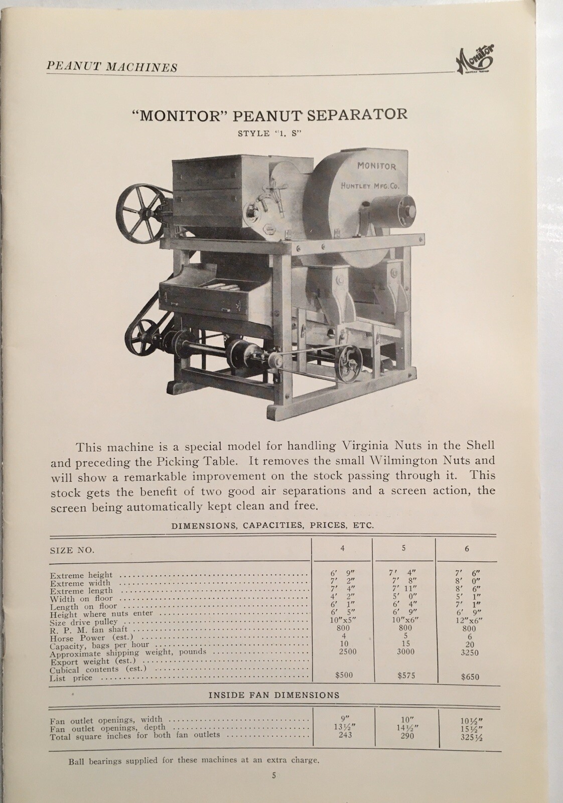 Vintage ORIGINAL 1920 Industrial Machine Ad for Monitor Peanut Separators