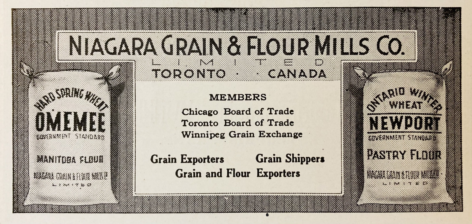 1919 AD.(PC1)~NIAGARA GRAIN & FLOUR MILLS CO. TORONTO, CANADA. WHEAT FLOUR