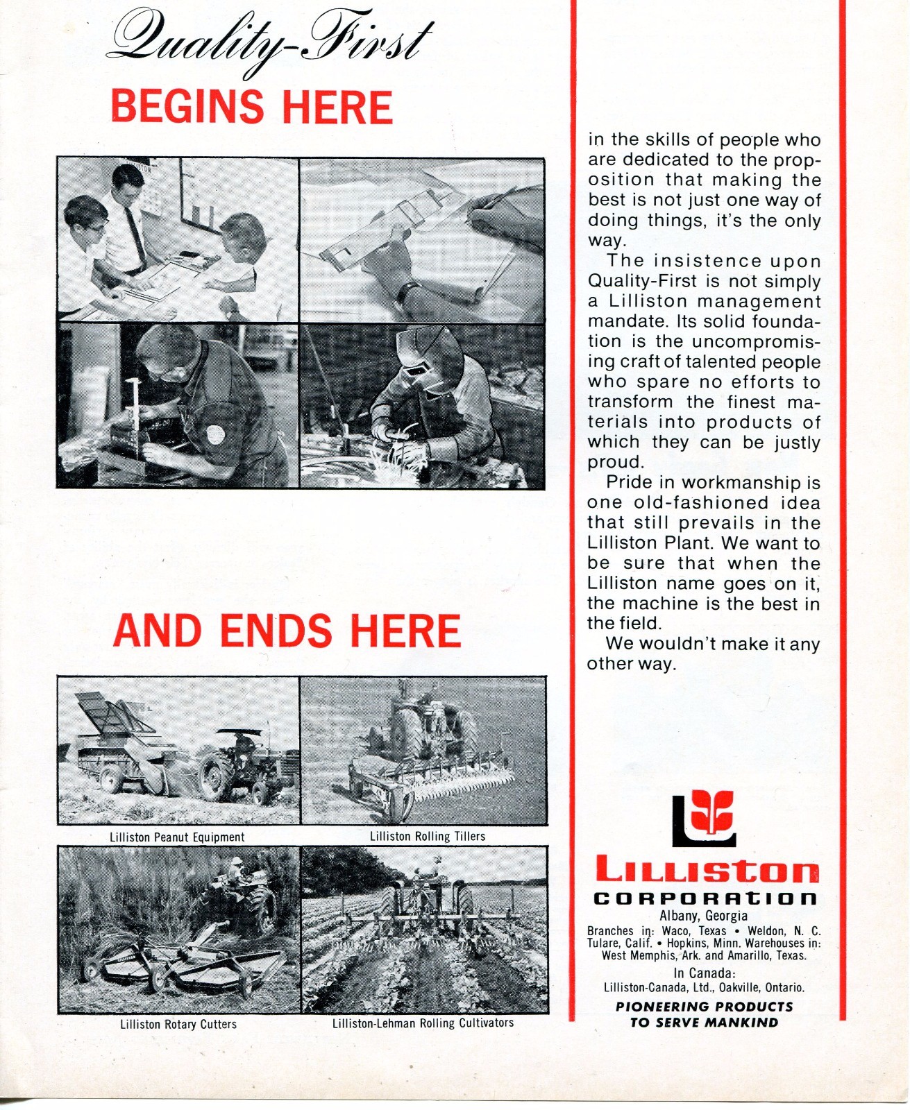 1968 Dealer Print Ad of Lilliston Lehman Factory Plant Tiller Cultivator Cutters