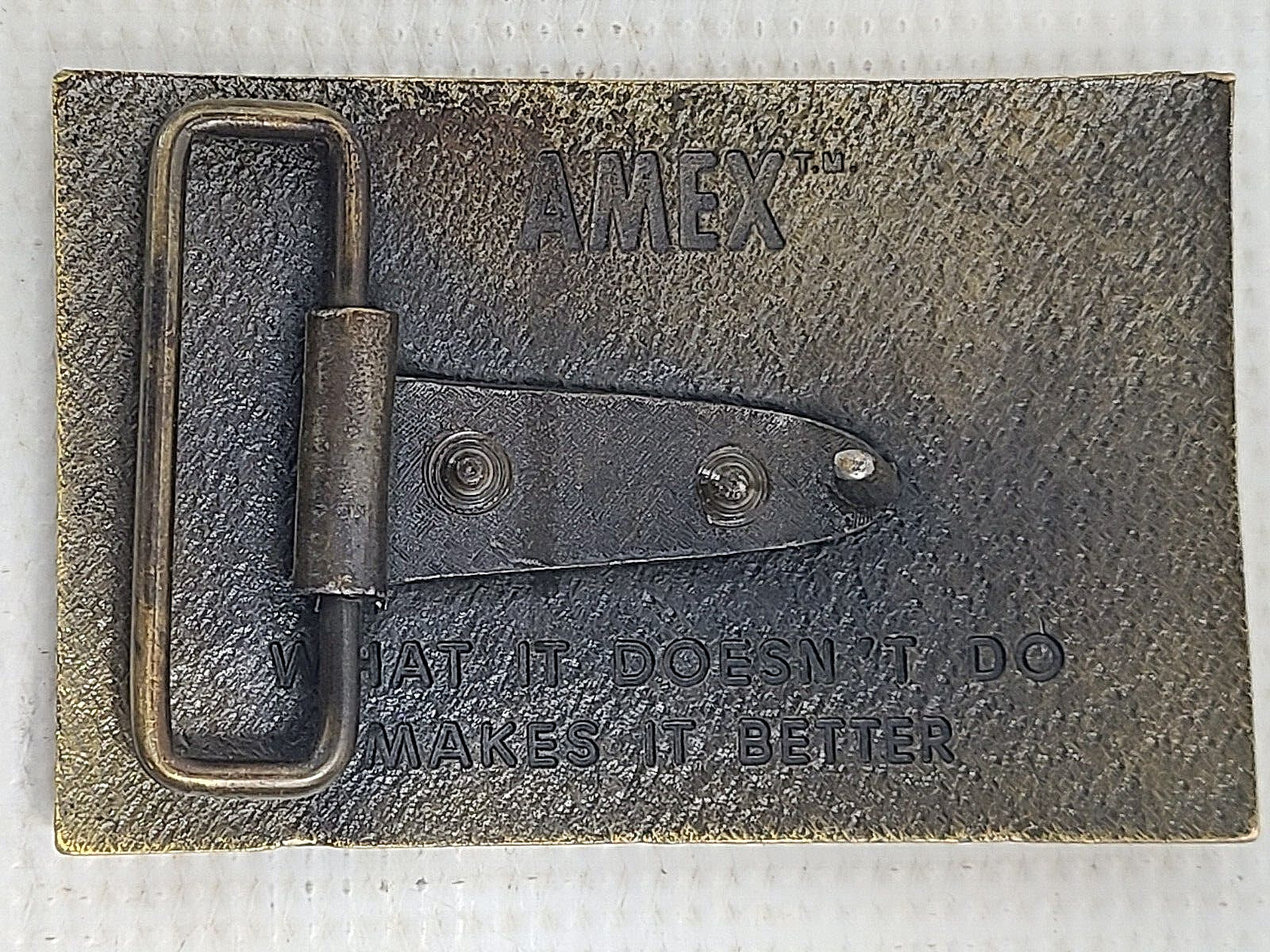 Vintage AMEX Cotton Promo Belt Buckle – AMCHEM – Gold Tone Metal Buckle…PCB072
