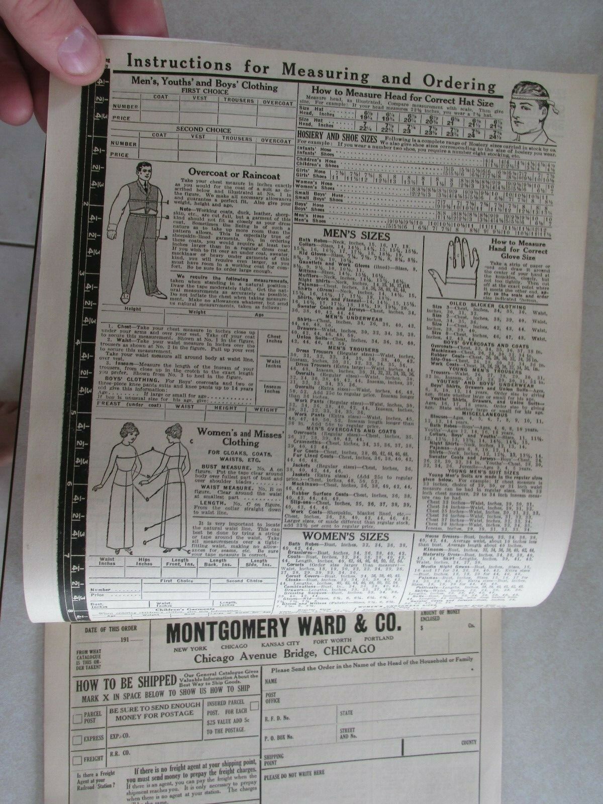 MBE25 Vintage 1915 Montgomery Ward & Co Catalog and order forms