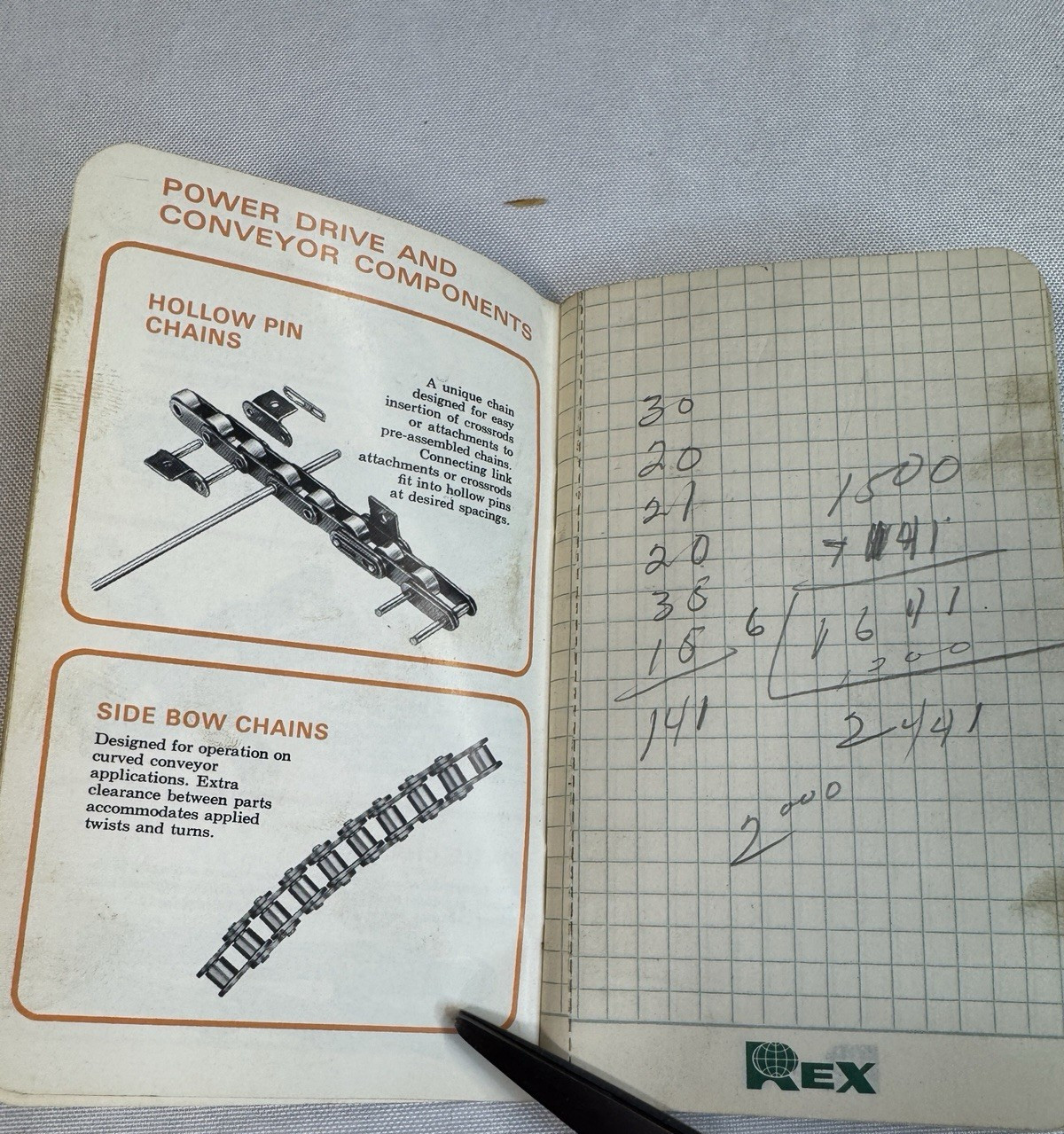 Vintage 1968 1969 Rex Power Drive Memo Book Buckeye Bearing Ohio Industrial Ephe