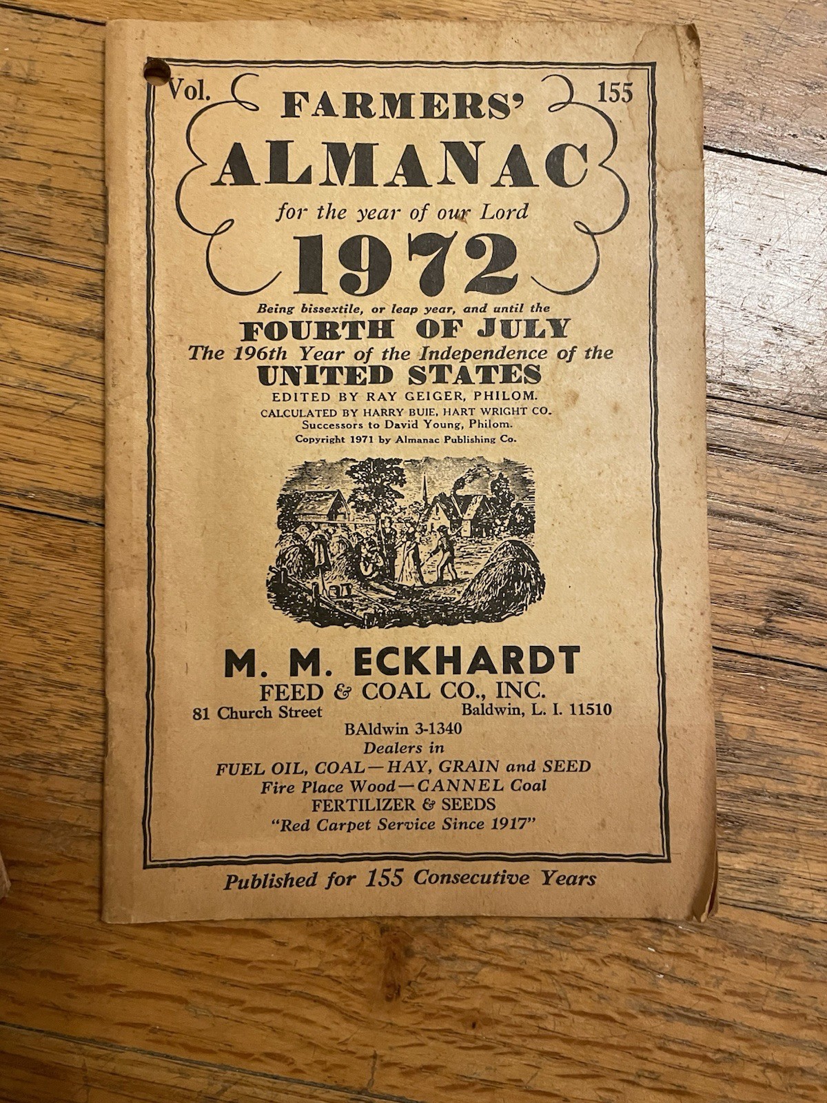 M. M. Eckhardt 1972 Agriculture Brochure Original Farmers&rsquo; Almanac Advertising
