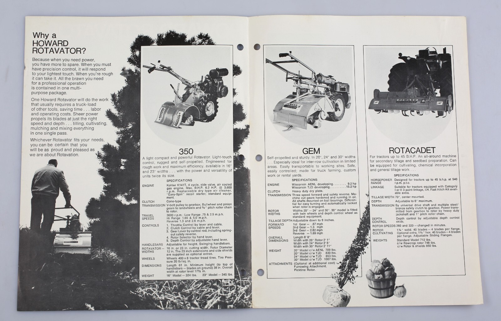 Vintage Howard Farming Landscaping Rotavators Gem 350 Brochures