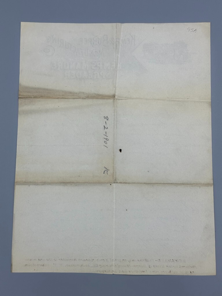 1901 KEMP & BURPEE Manure Spreader WATERMAN Illinois Letter Farm Advertising