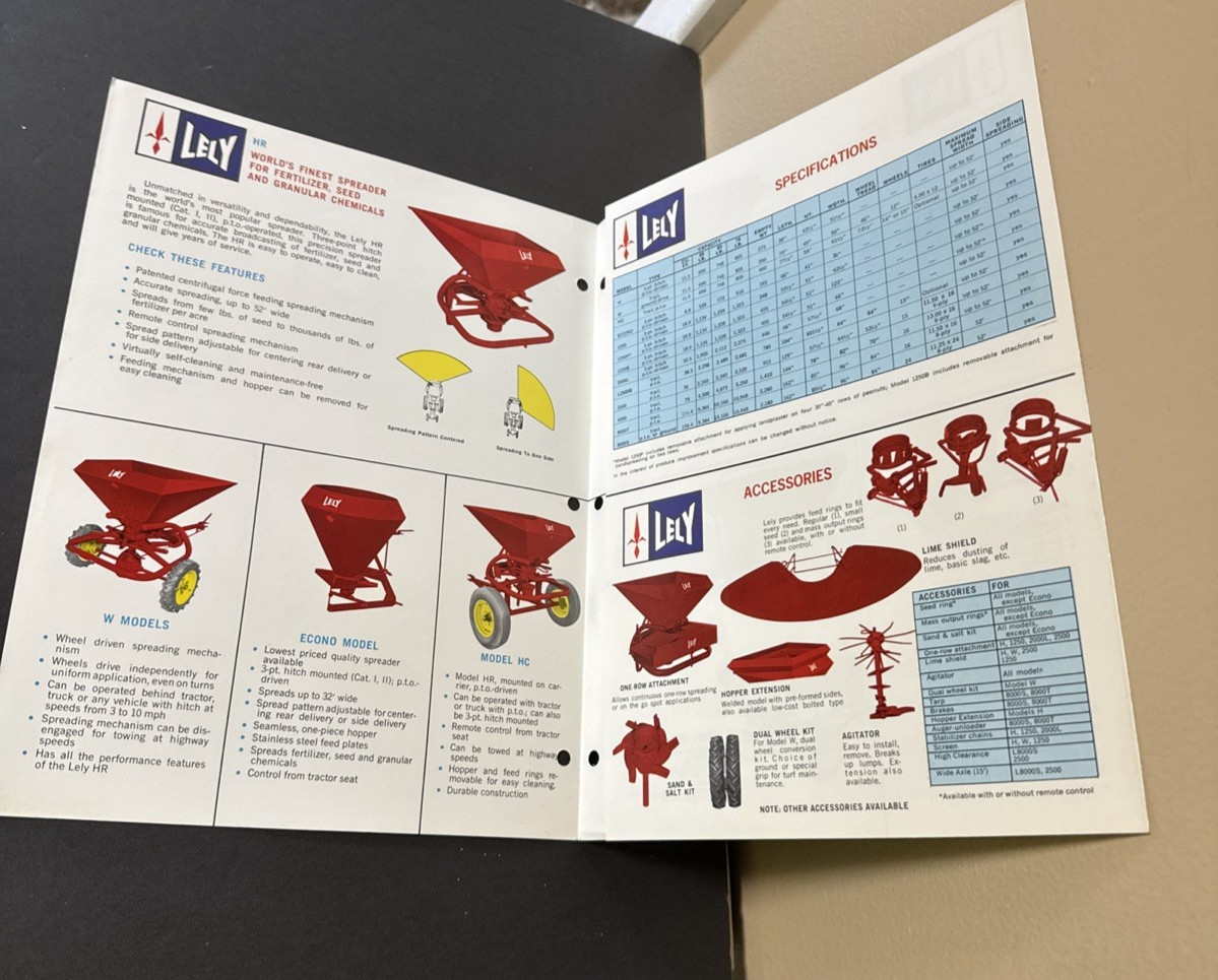 Lely Precision Broadcasters Sales Fold out Brochure Agriculture Farming Vintage