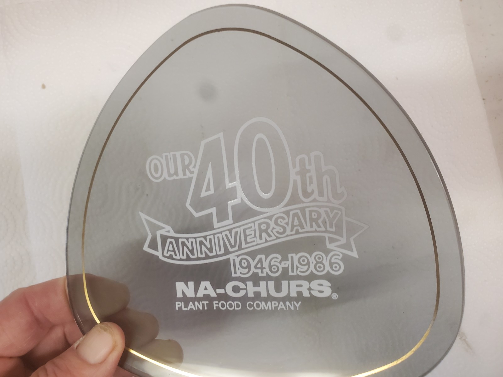 Glass Plate Na-churs Plant Food 40th Anniversary 1946-1986 Readlyn Iowa Farm